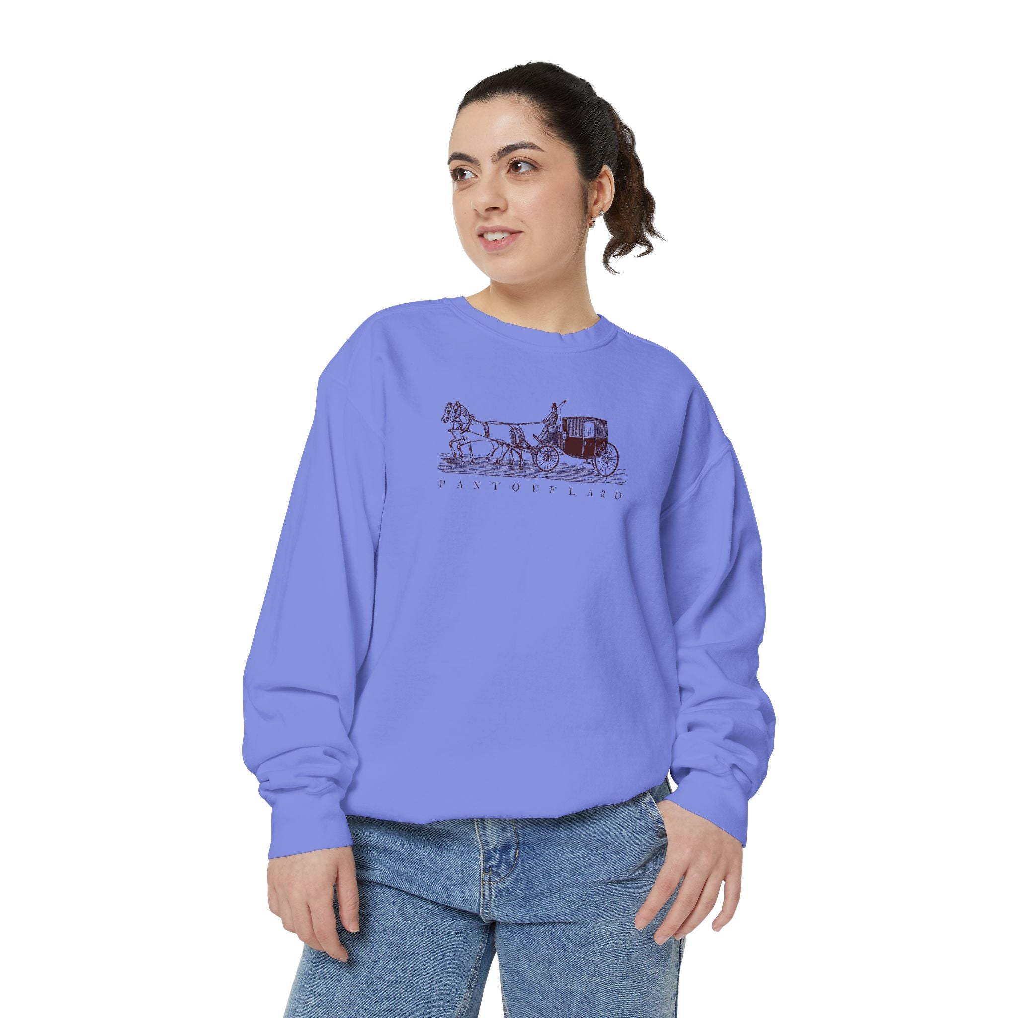 Unisex White Pantouflard Carriage Cotton Blend Sweatshirt