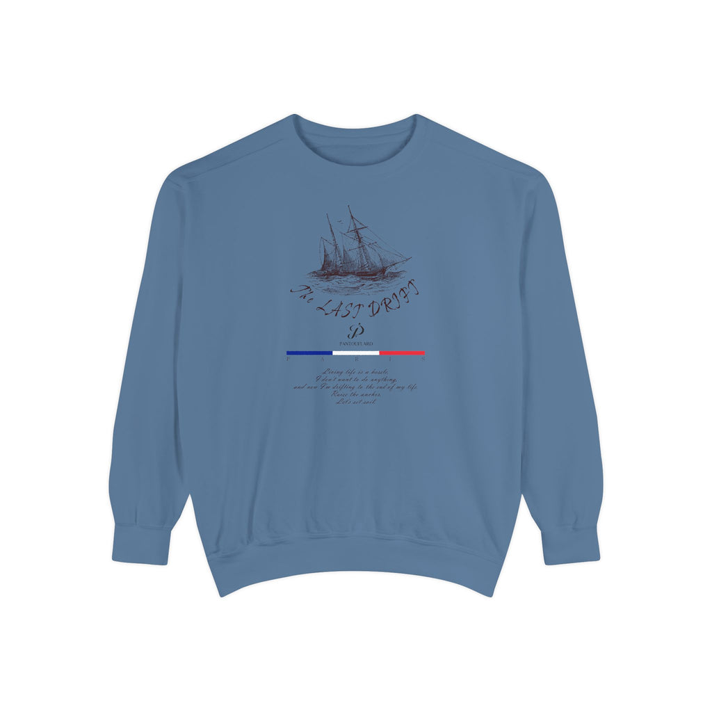 Unisex White Vintage Ship Graphic Cotton Blend Sweatshirt