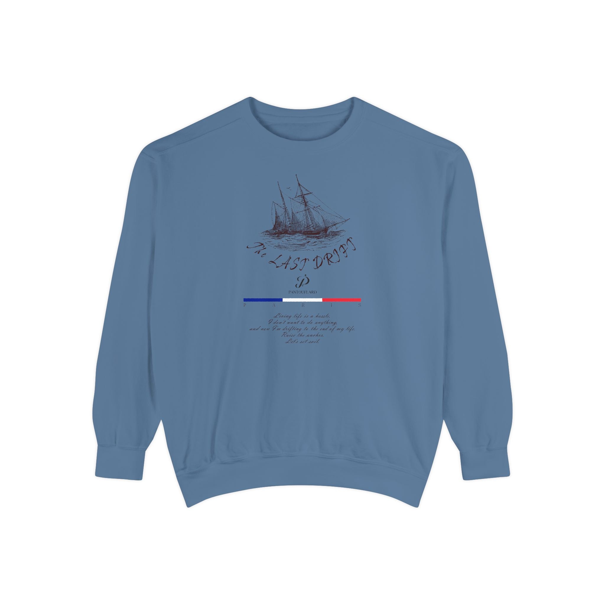 Unisex White Vintage Ship Graphic Cotton Blend Sweatshirt