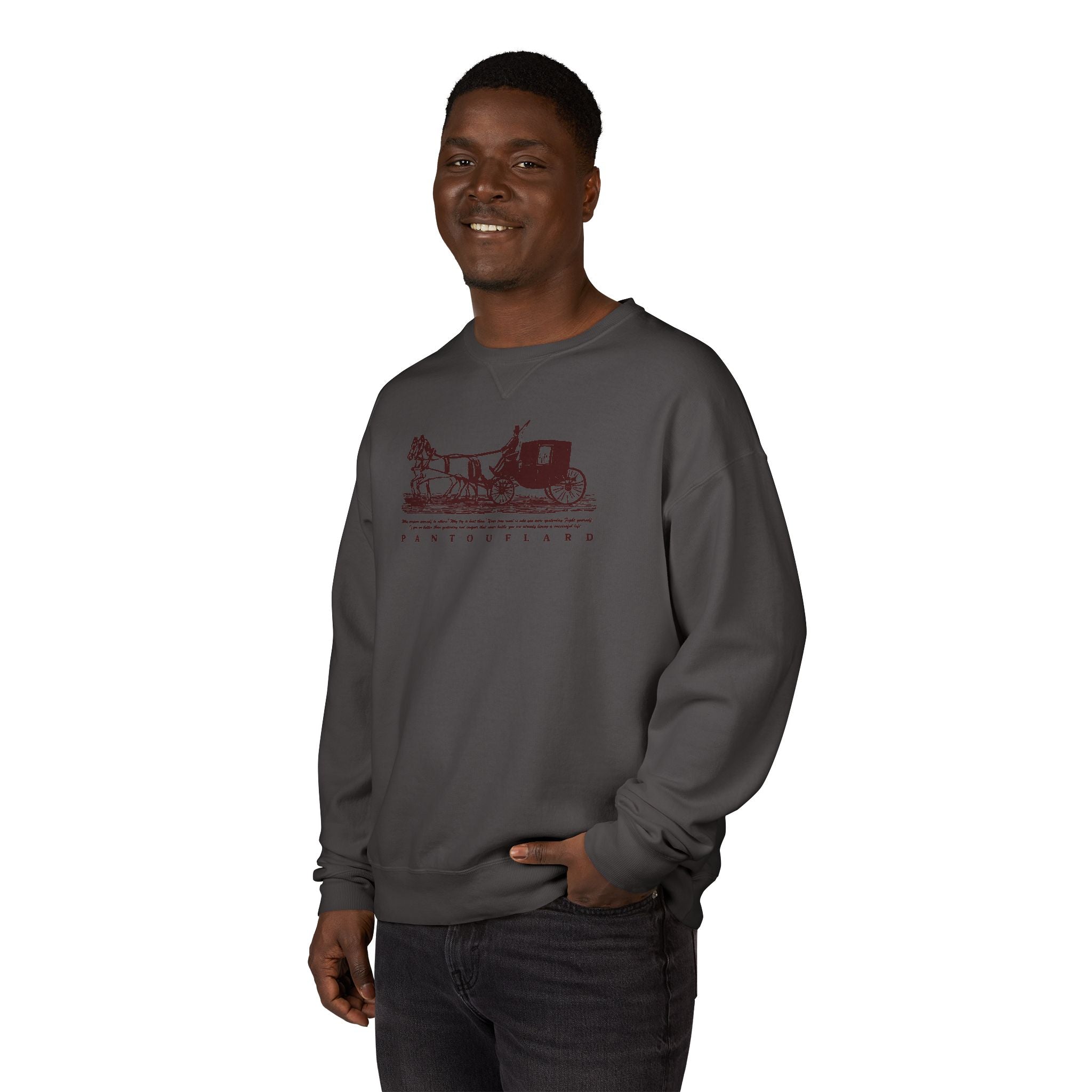 Old Money Equestrian Heritage Crewneck - The Nostalgic Journey I (Dark Academia Garment-Dyed Sweatshirt)