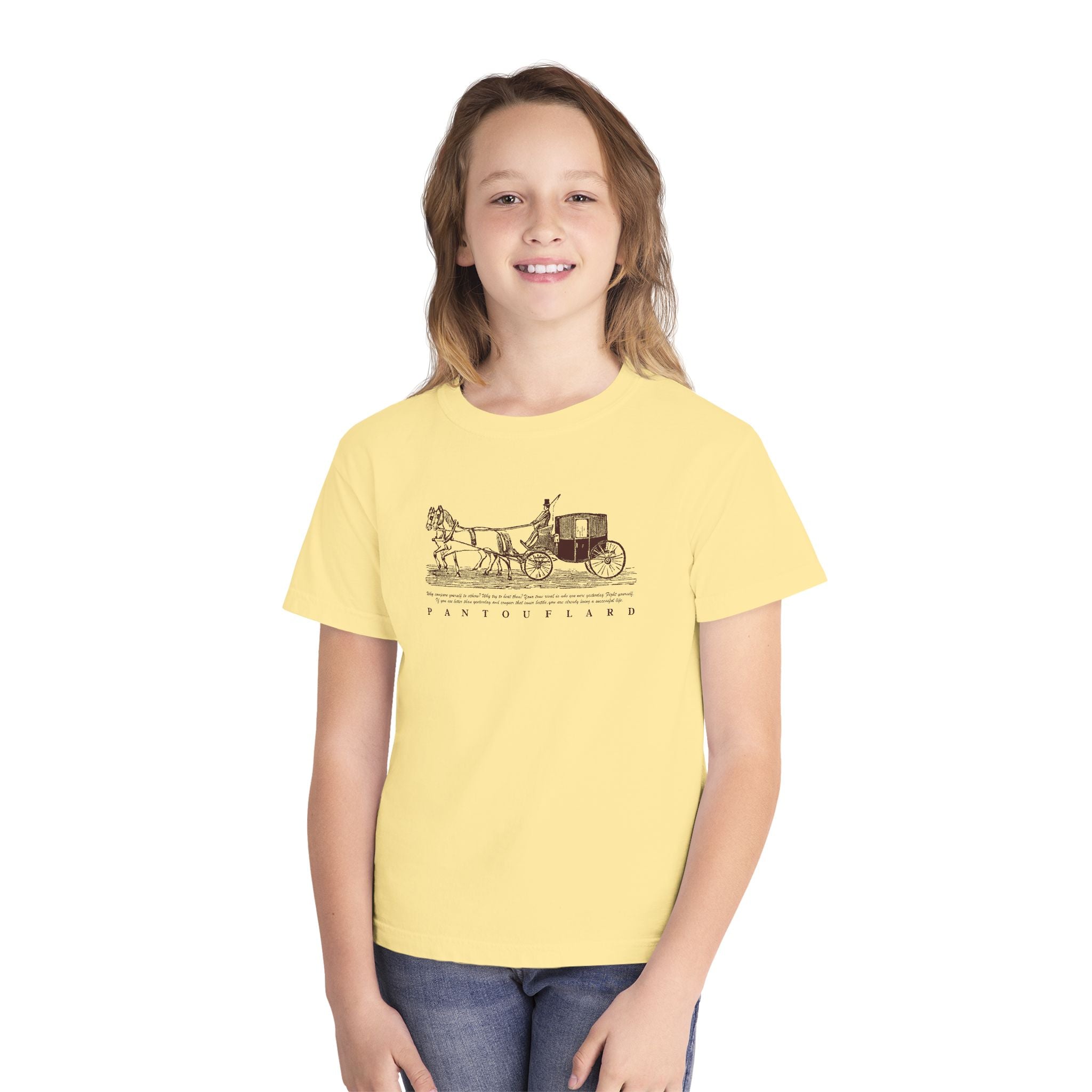 Old Money Equestrian Youth Tee - The Timeless Carriage I (Comfort Colors 9018 Heritage Kids Shirt)