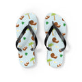 Unisex Light Blue Coconut Palm Tree Tropical Pattern EVA Polyester Flip Flops