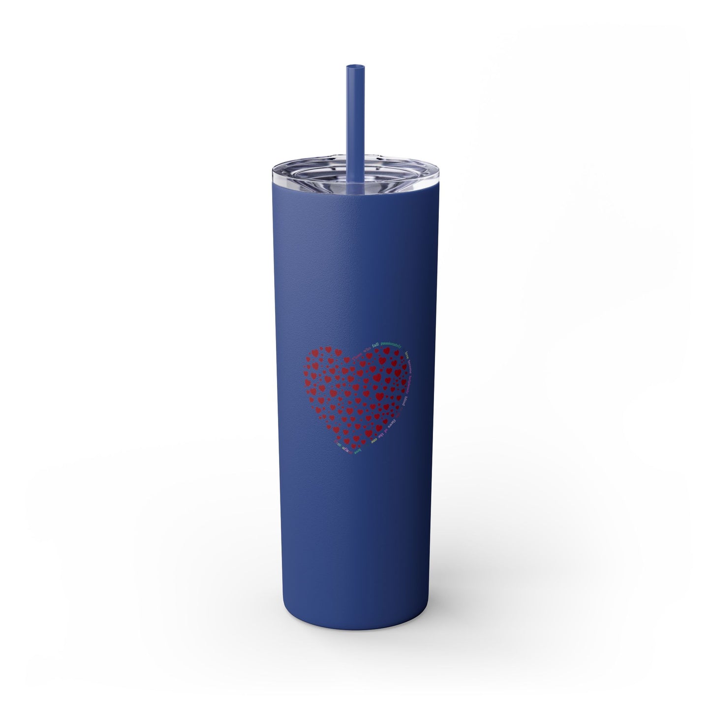 Red Heart Dot Skinny Tumbler | 20oz Reusable Travel Mug, Eco-Friendly Drinkware