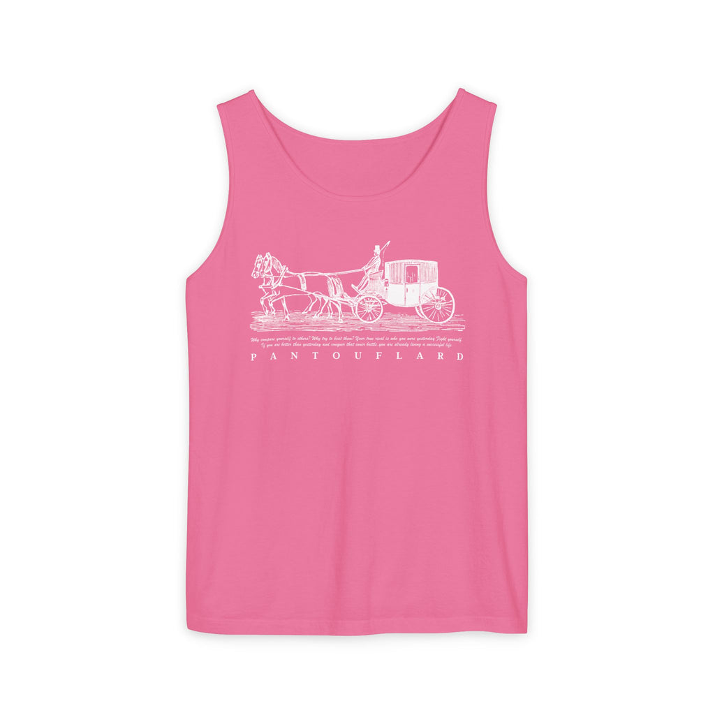 Unisex Black Pantouflard Carriage Cotton Garment-Dyed Tank Top