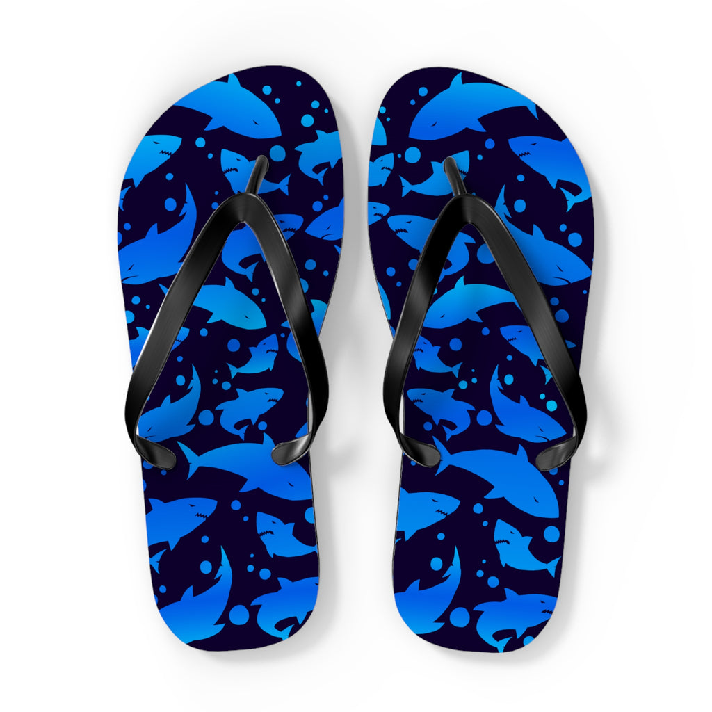 Unisex Navy Blue Shark Silhouette Pattern EVA Polyester Flip Flops