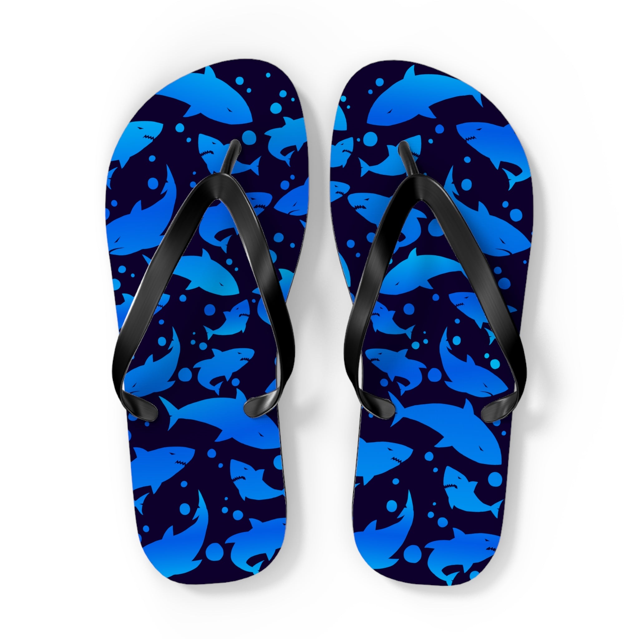 Unisex Navy Blue Shark Silhouette Pattern EVA Polyester Flip Flops