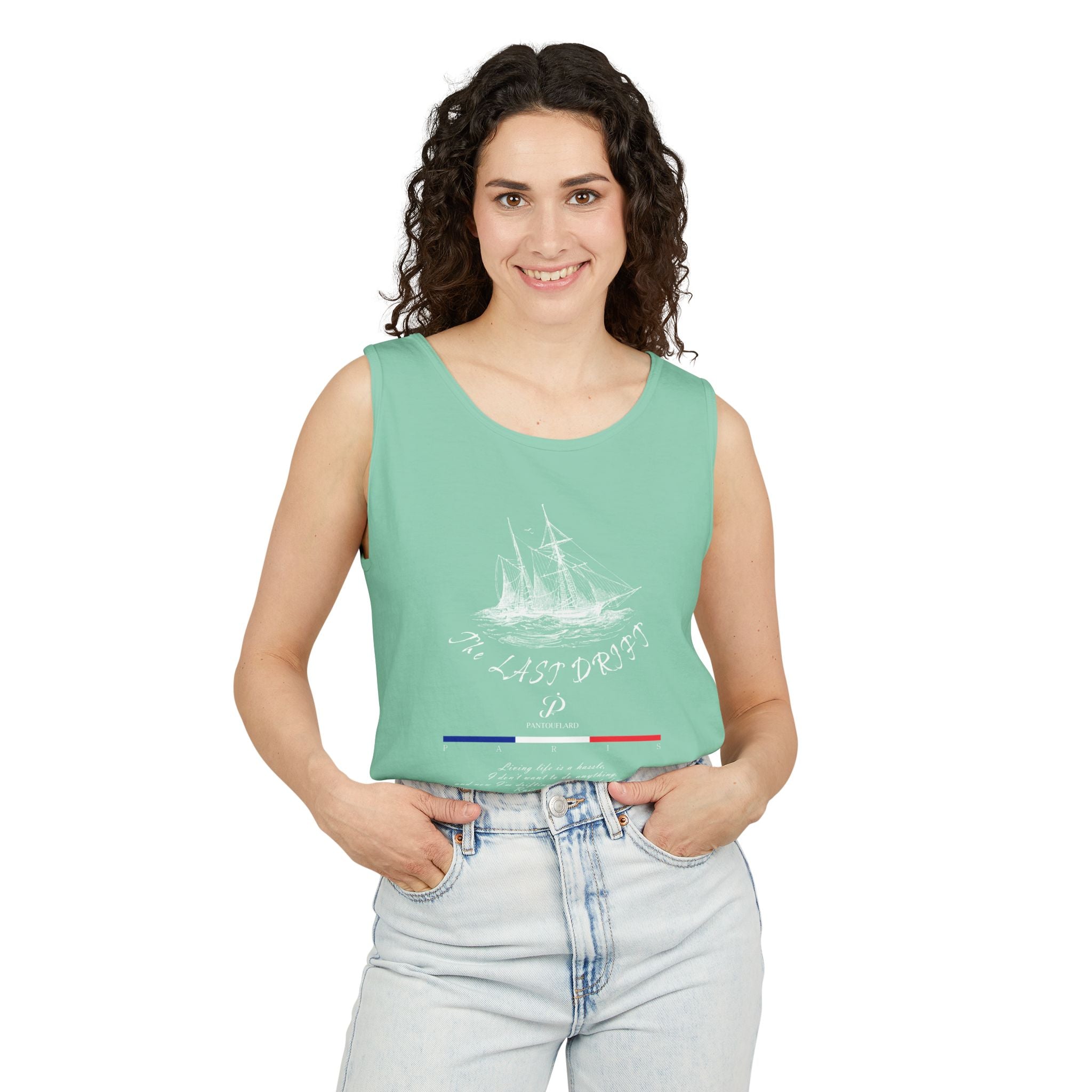 Unisex Black Last Drift Cotton Garment-Dyed Tank Top