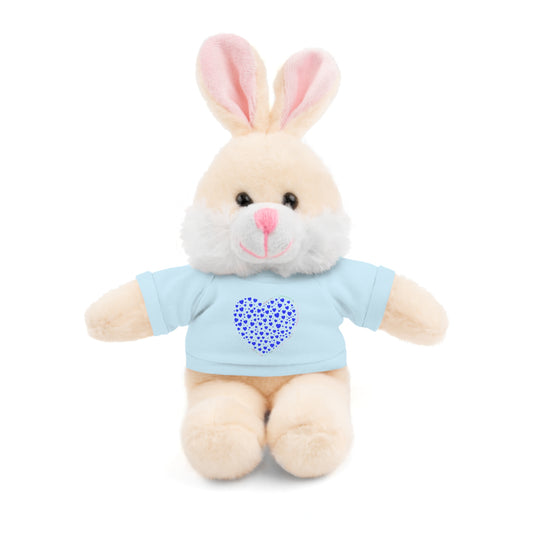 Personalized Stuffed Animal with Blue Heart T-Shirt