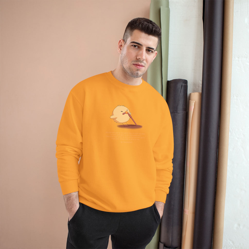 Champion Unisex White Pantouflard Chick Cotton Blend Crewneck Sweatshirt