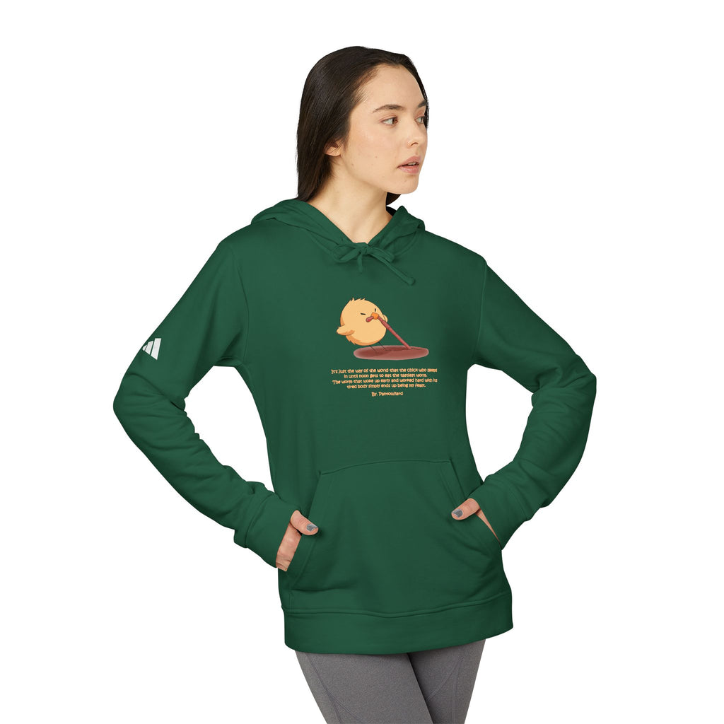 Adidas Hoodie with Funny Graphic - "Early Bird Parody" Cute Chick Design - 8color Cotton Fleece Pullover - Unisex Streetwear