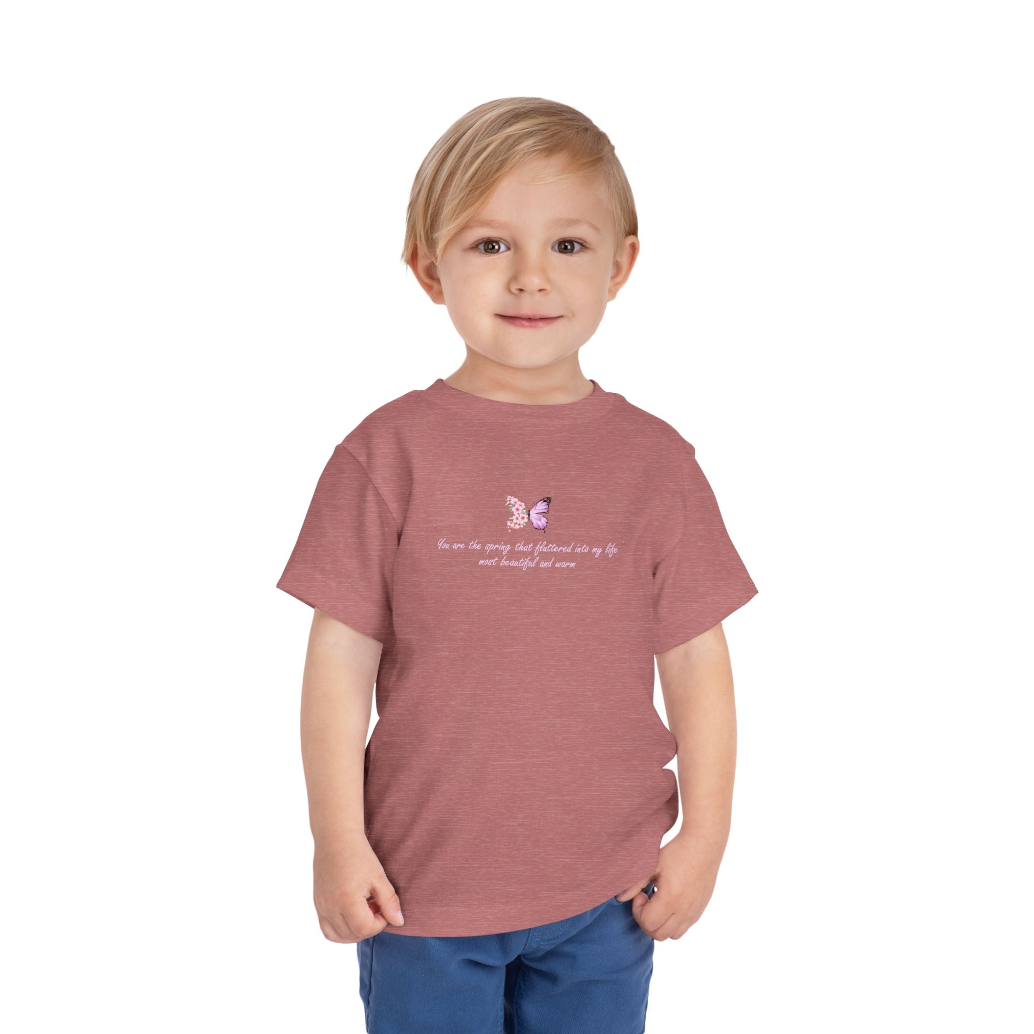 Toddler Yellow Floral Butterfly Spring Quote 100% Cotton Short Sleeve Tee
