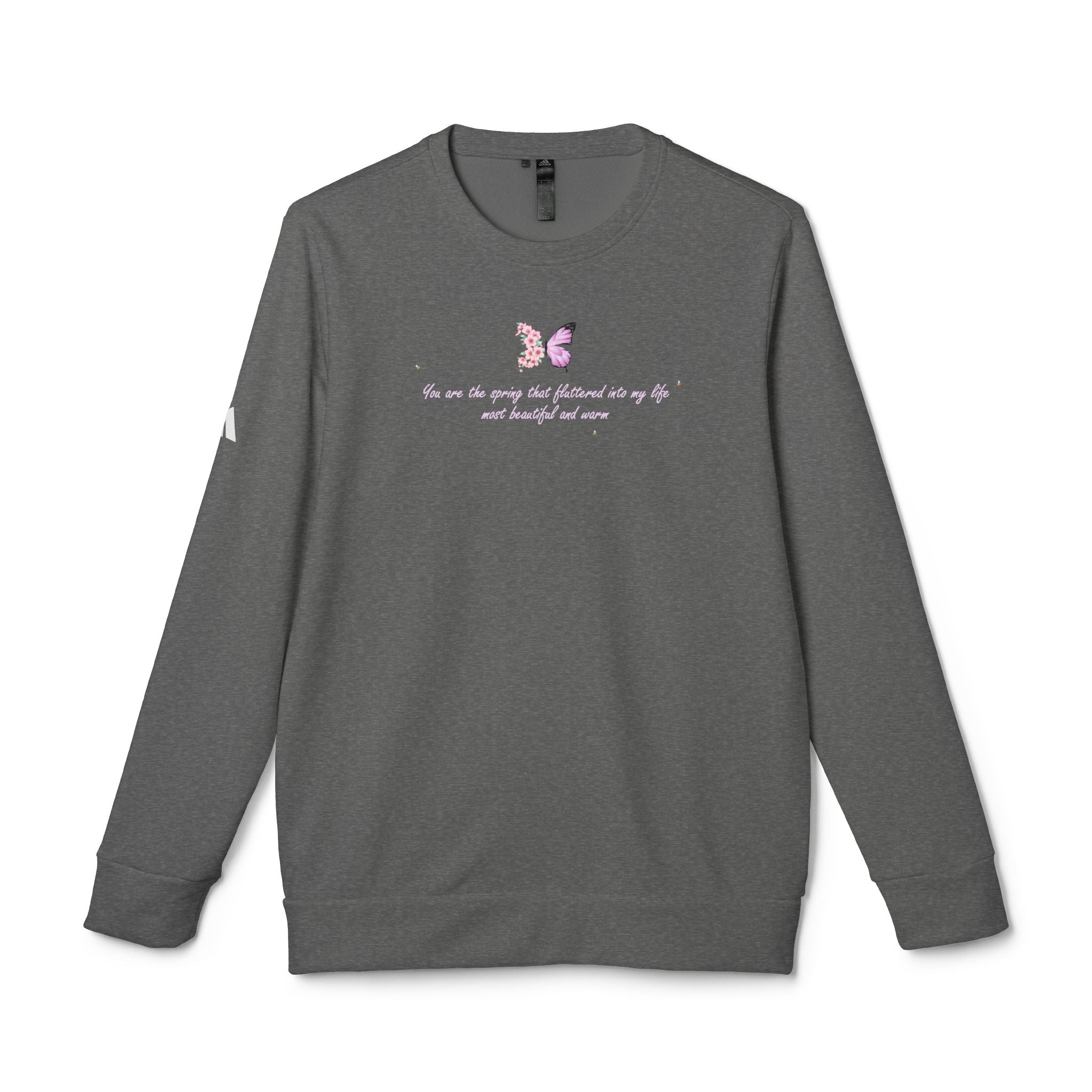 Unisex Navy Blue Floral Butterfly Spring Quote BCI Cotton Adidas Sweatshirt