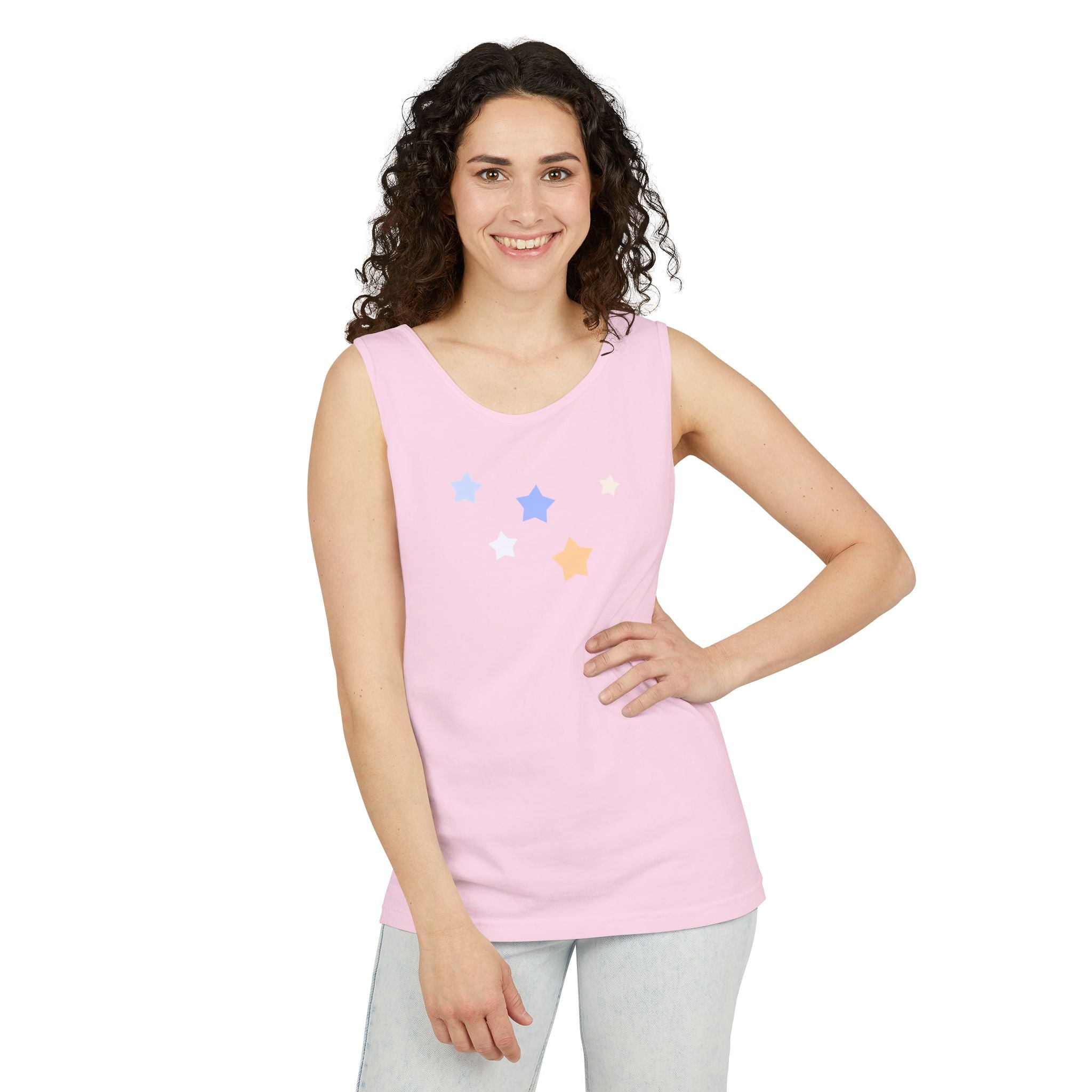 Men's & Women's Cassiopeia Constellation Graphic Garment-Dyed Tank Top - W-Shape Sleeveless Shirt