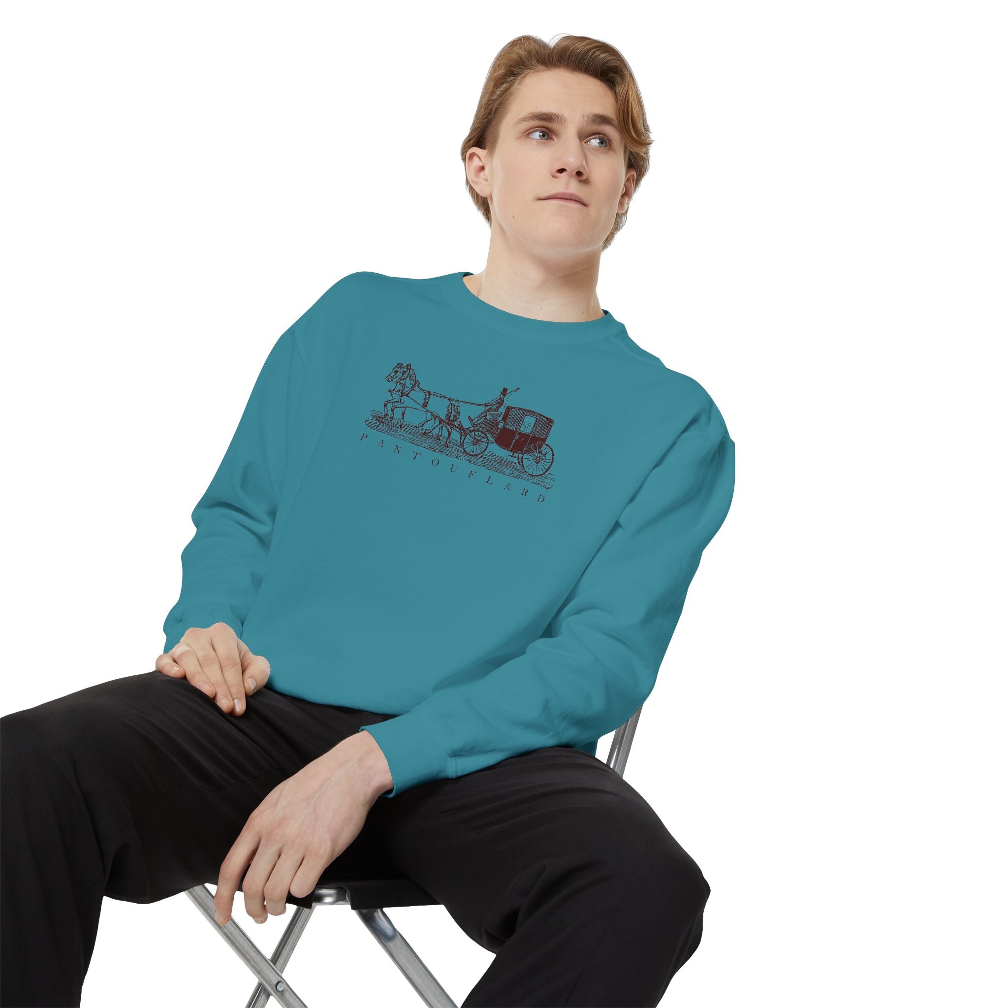 Unisex White Pantouflard Carriage Cotton Blend Sweatshirt