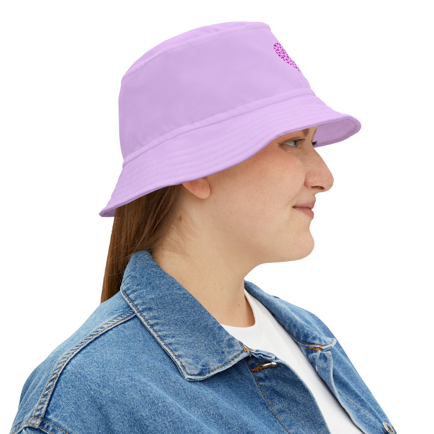 Pink Heart Design Bucket Hat