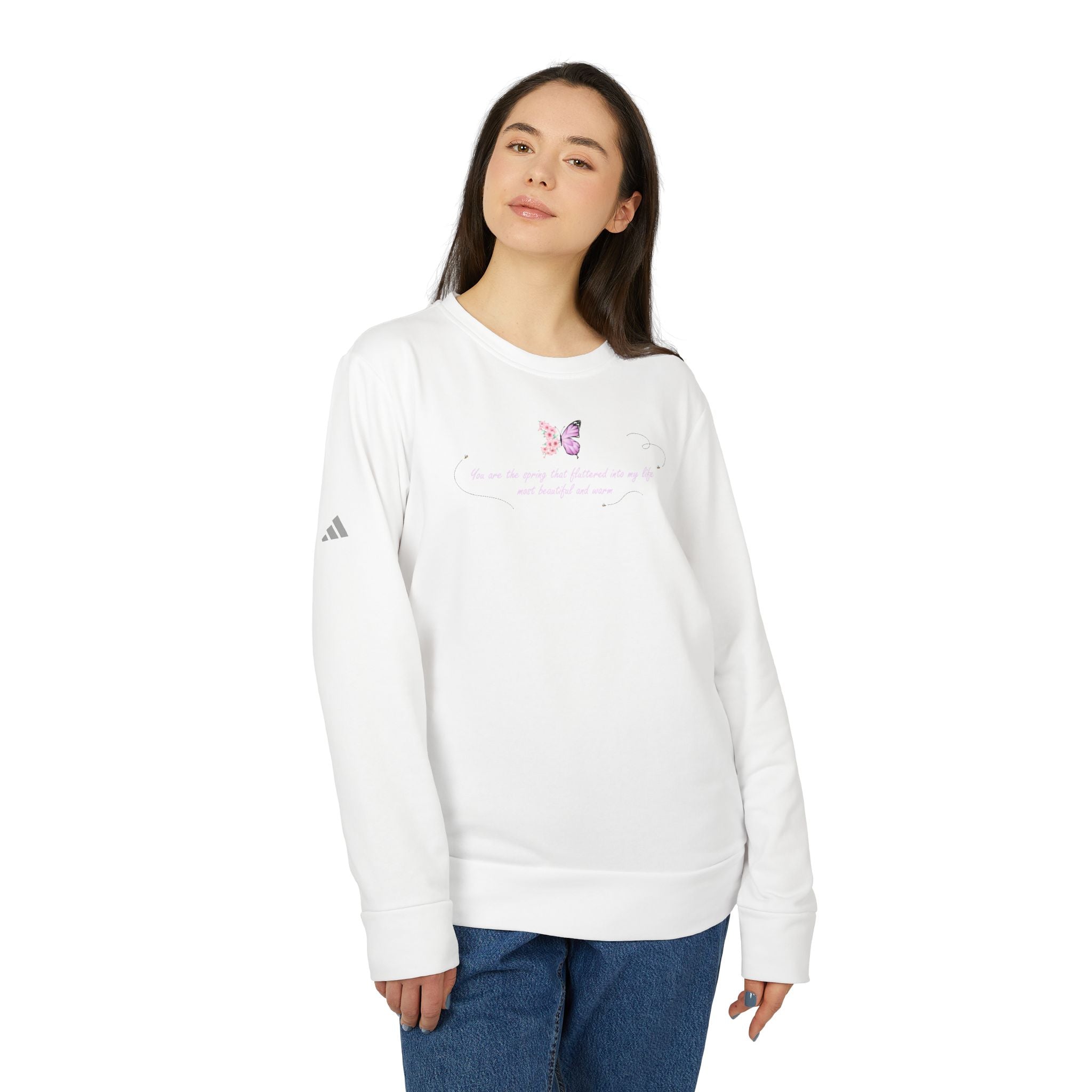Unisex Navy Blue Floral Butterfly Spring Quote BCI Cotton Adidas Sweatshirt