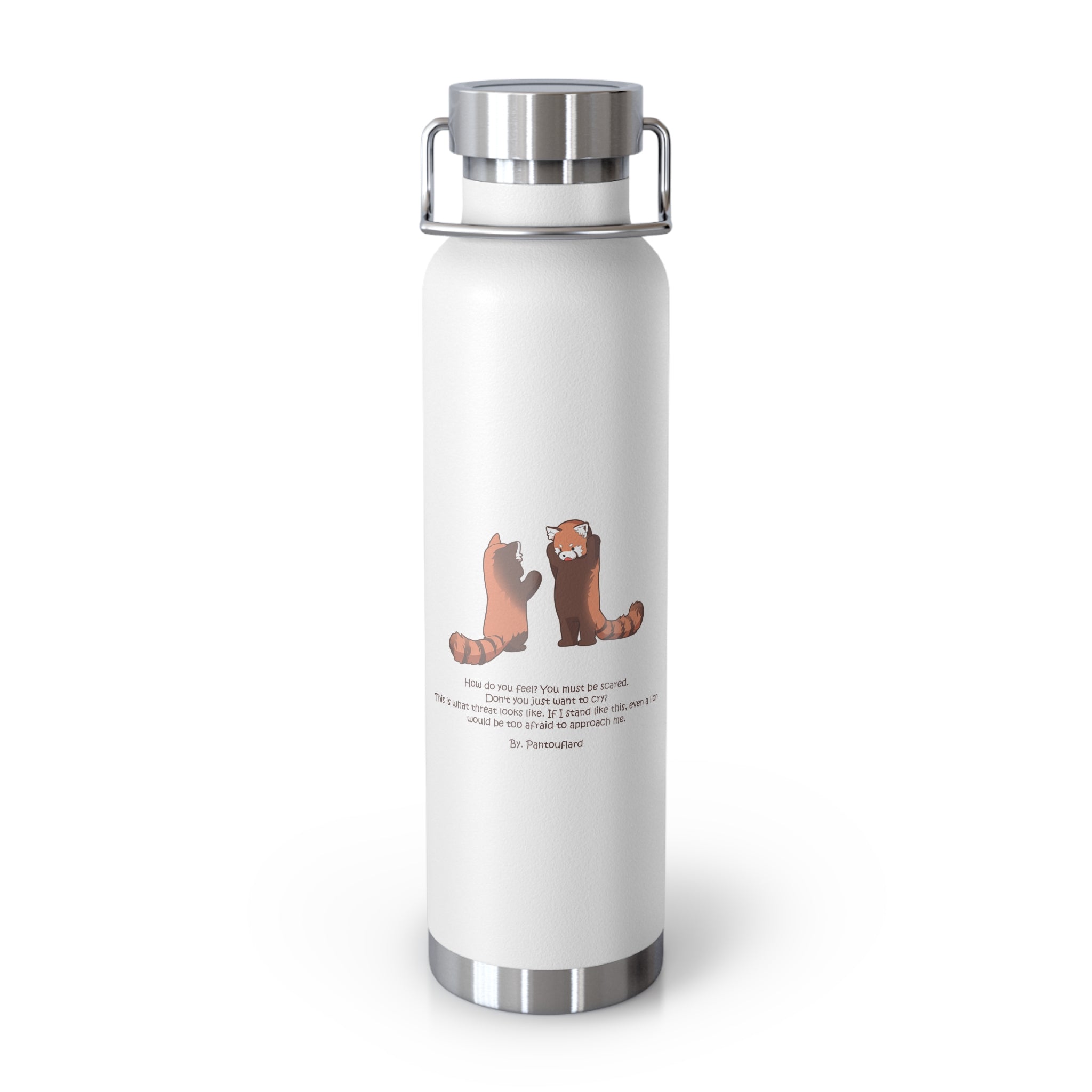 Cyan Blue Cute Standing Red Pandas Quote 22oz Copper Vacuum Insulated Bottle