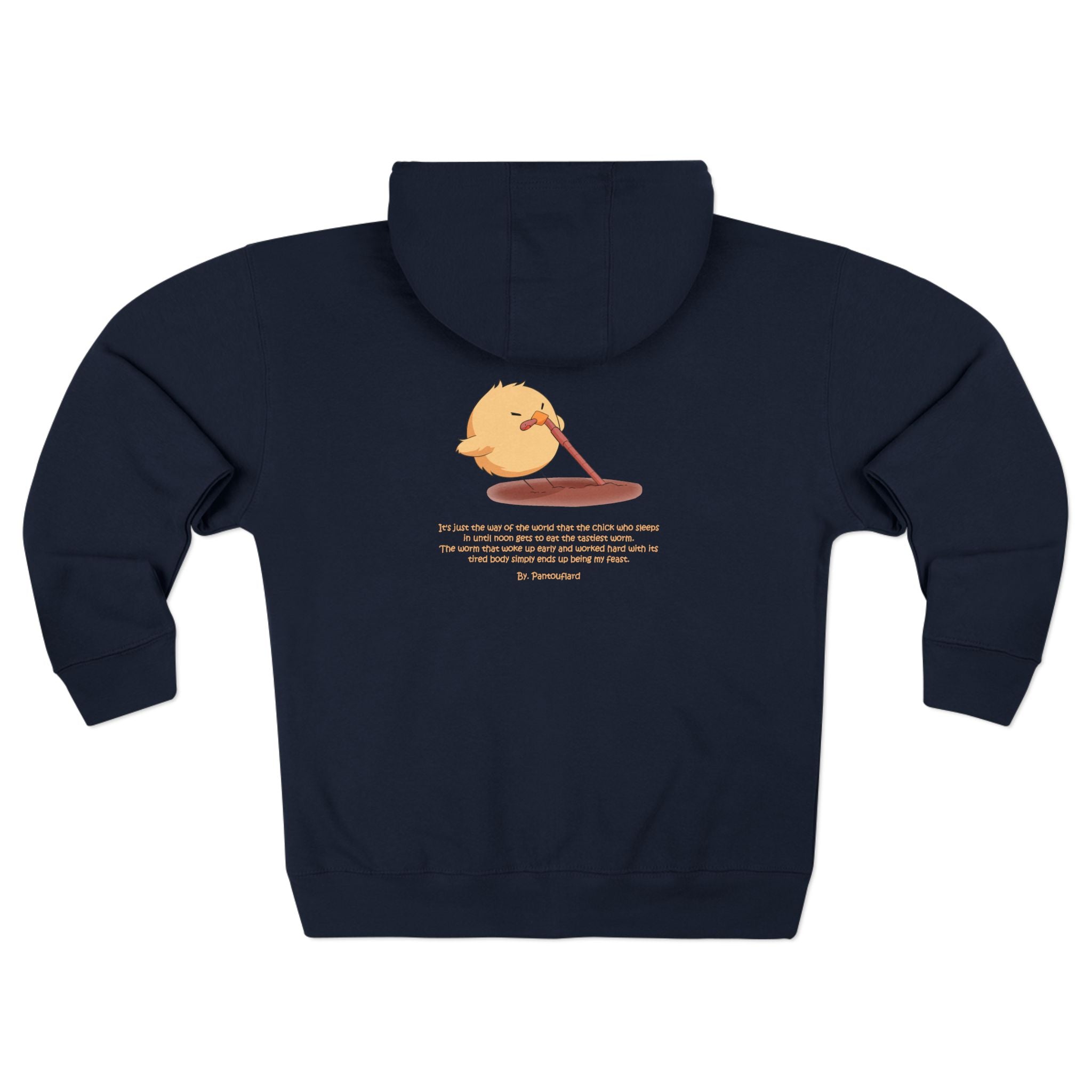 Unisex Black Pantouflard Chick Cotton Blend Zip Hoodie