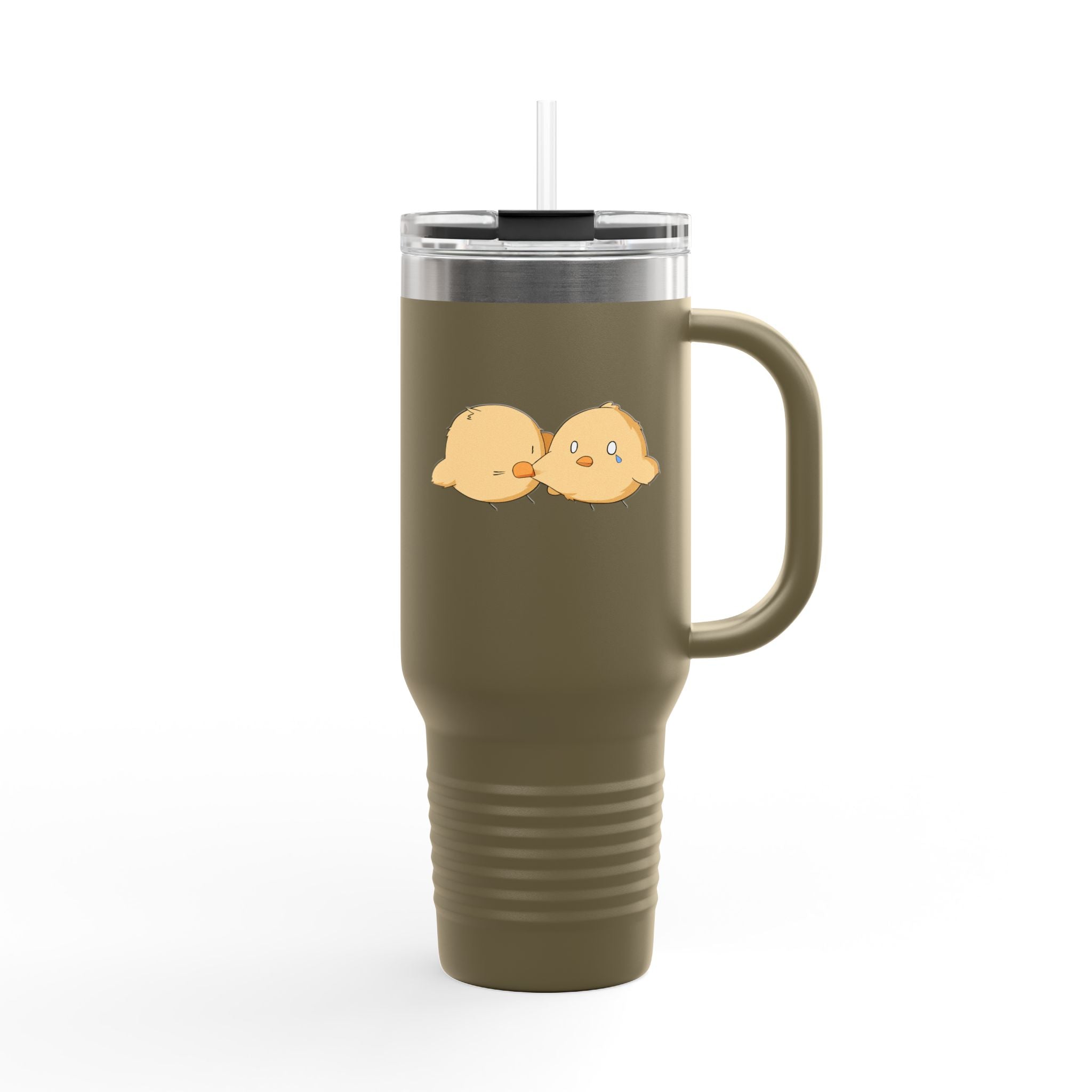 Mint Green Cute Biting Chicks 40oz Stainless Steel Insulated Travel Mug