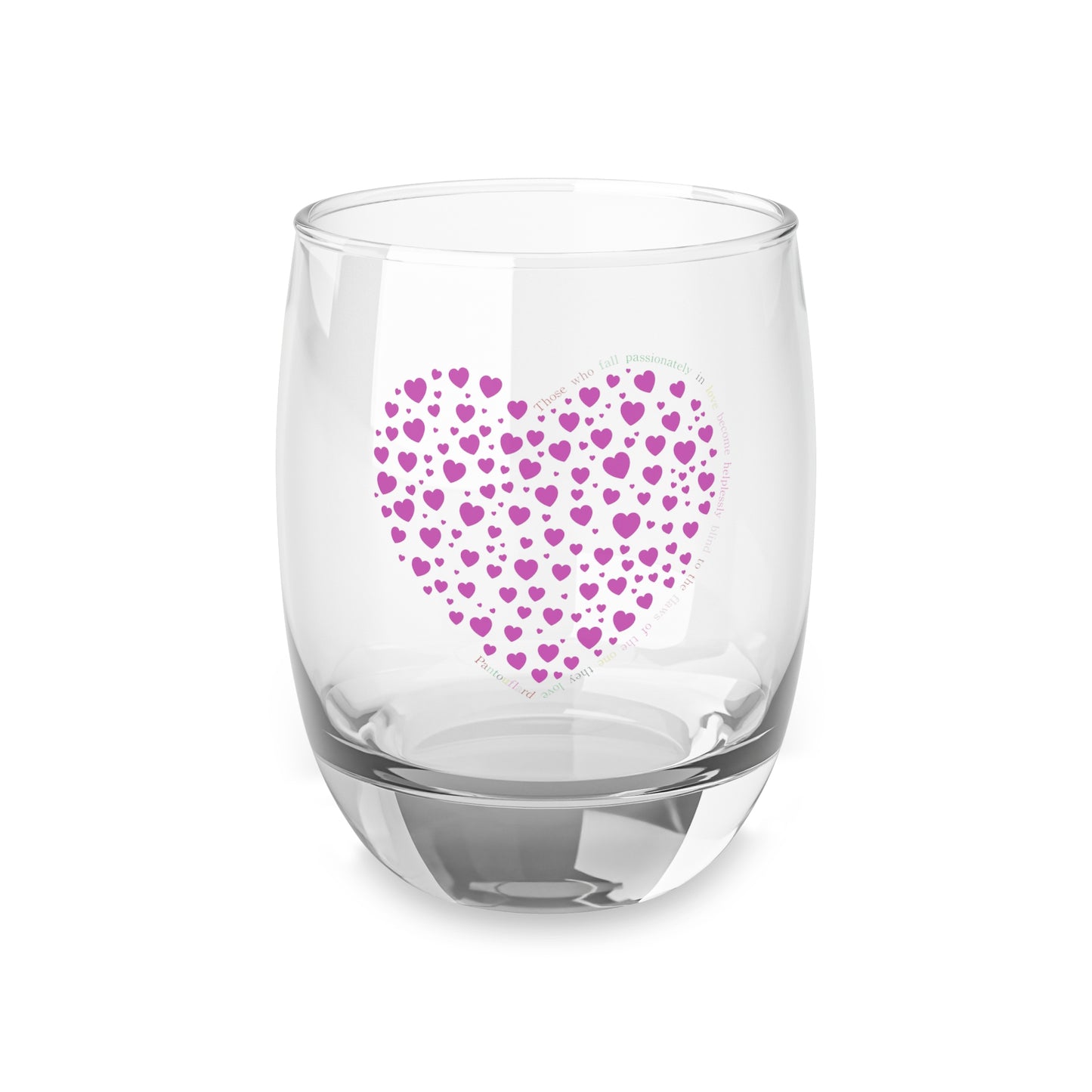 Whiskey Glass with Pink Heart Design, Barware