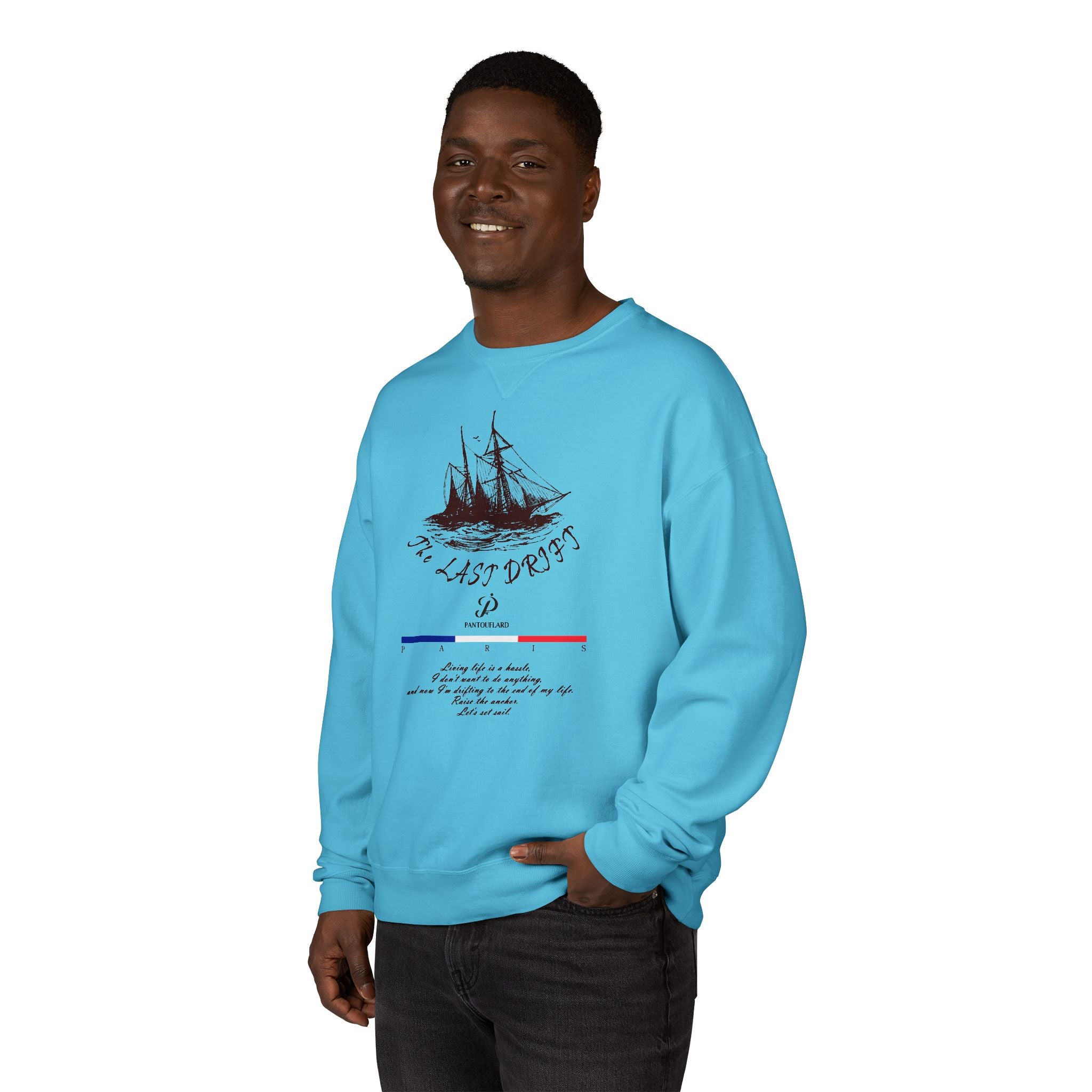 Old Money Nautical Heritage Crewneck - The Last Drift I (Paris Aesthetic Garment-Dyed Sweatshirt)