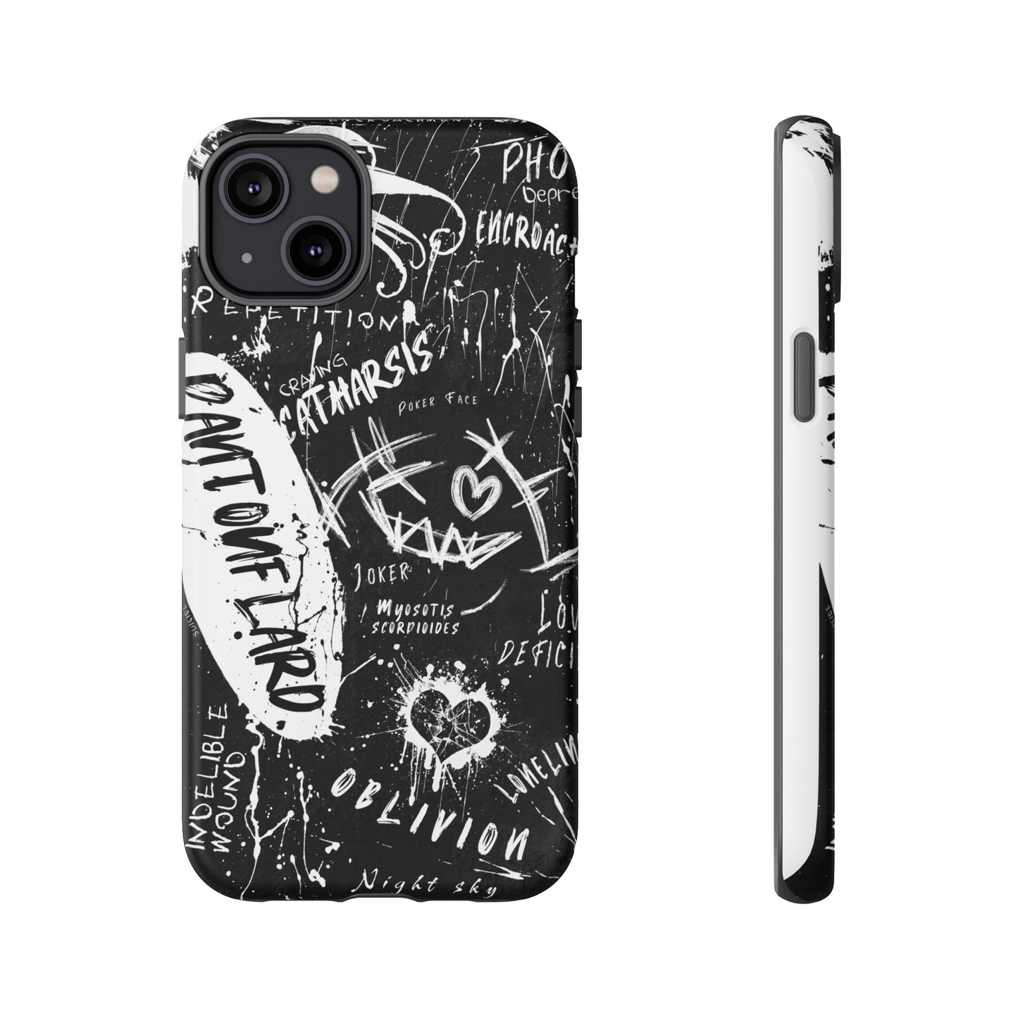 Fundas resistentes: funda atrevida para iPhone, Galaxy, Google Pixel, diseño de grafiti negro, estética urbana, regalo para amantes del arte, accesorios de teléfono modernos, estilo callejero