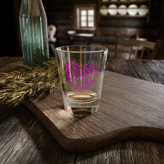 Shot Glass with Pink Heart Design, Home Bar Decor