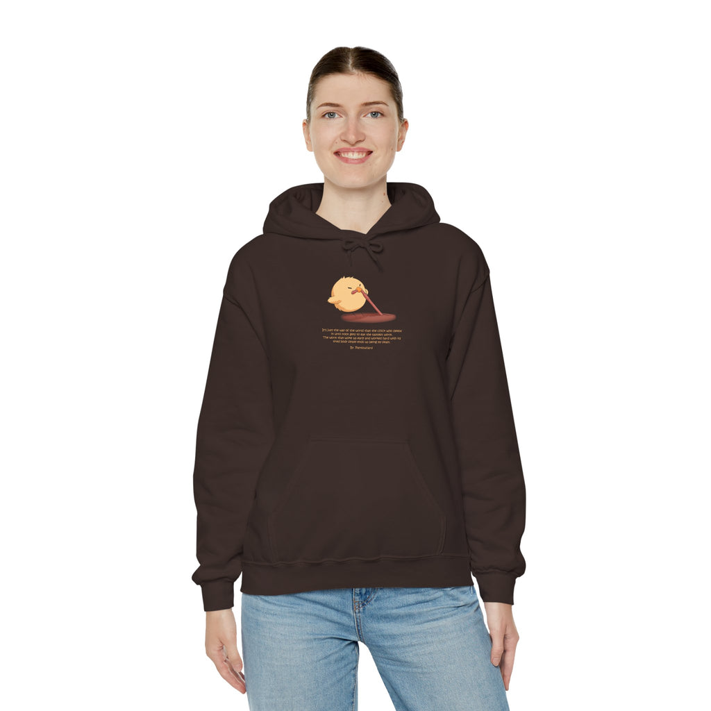 Kitsch Kawaii Chick & Worm Graphic Hoodie - The Quiet Victory (Aesthetic Streetwear Fleece)