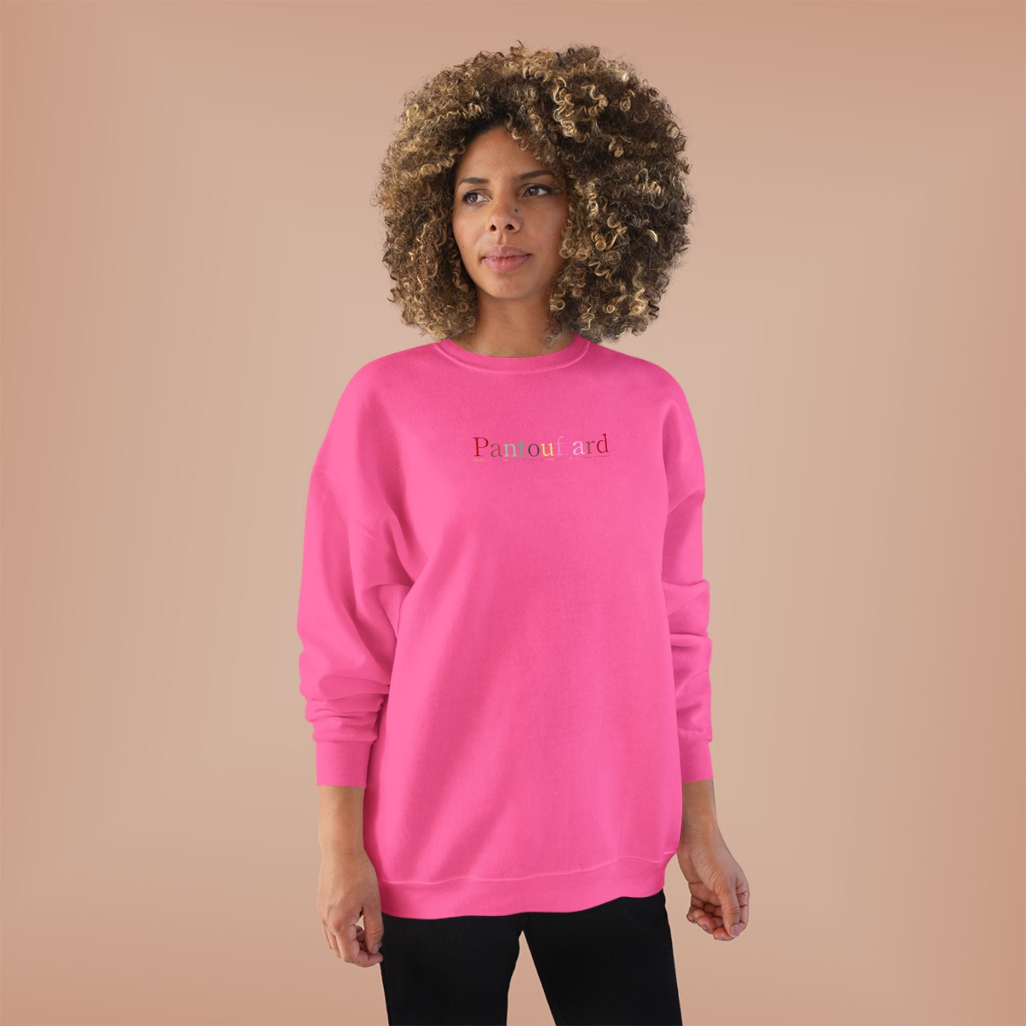 Sustainable Pantouflard Logo Crewneck - Hanes EcoSmart Fleece Sweatshirt (Essential Streetwear)