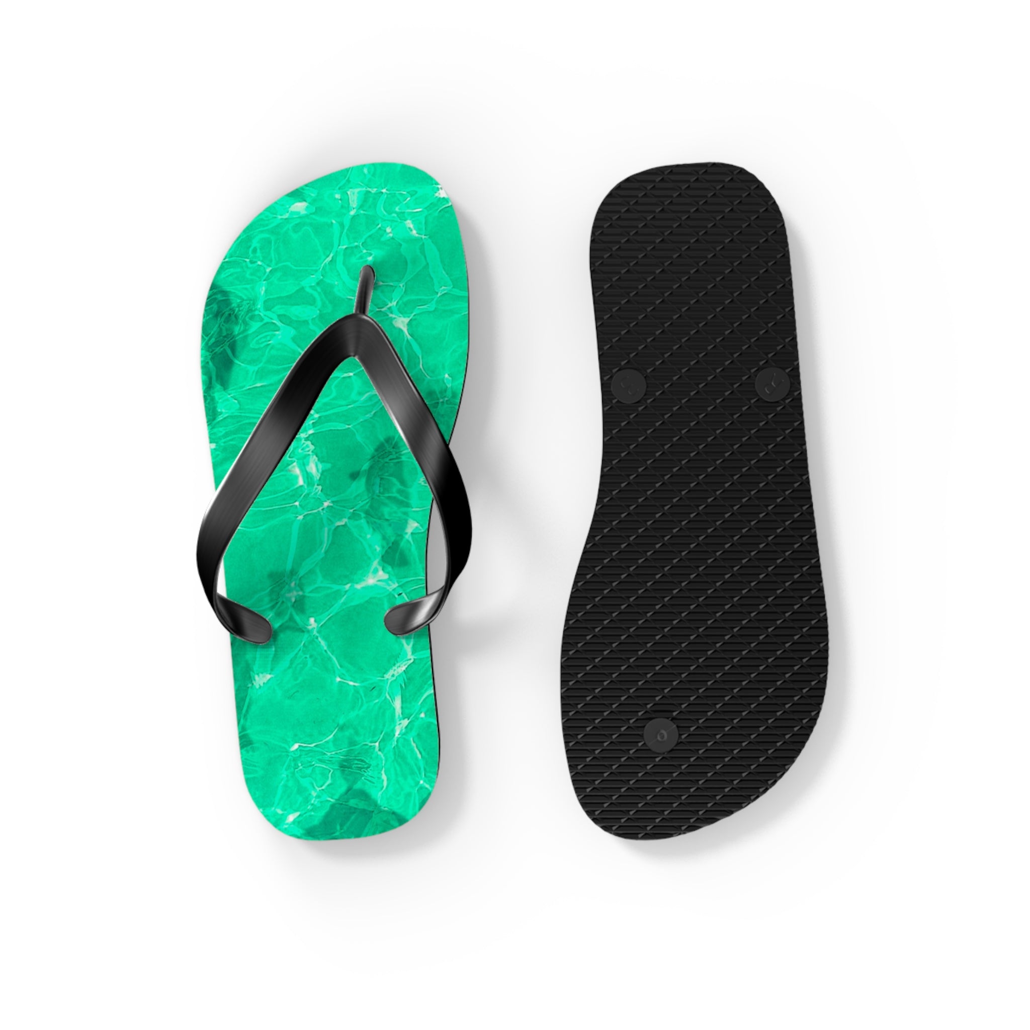 Unisex Vibrant Turquoise Green Sunlit Water Surface Fish Silhouette EVA Polyester Flip Flops
