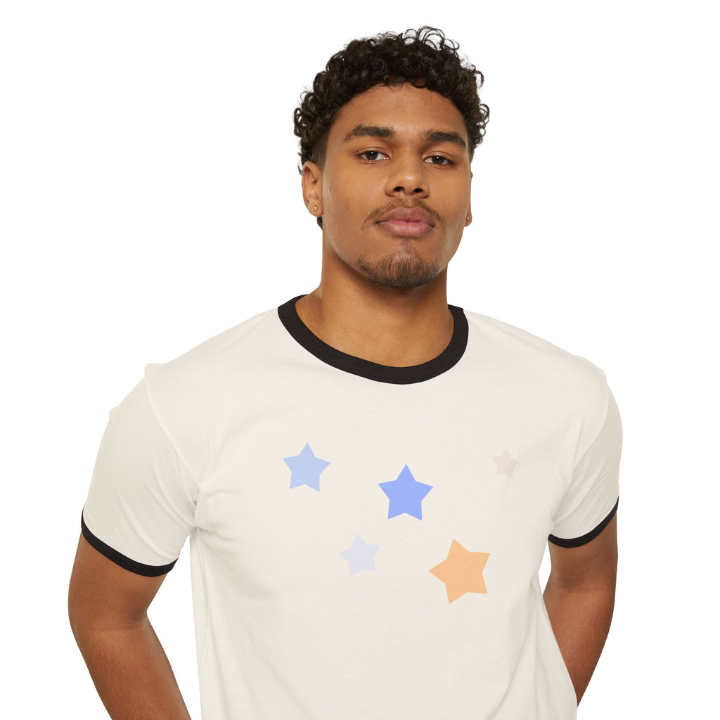 Cassiopeia Constellation Graphic Ringer T-Shirt - W-Shape Astronomy Cotton Tee
