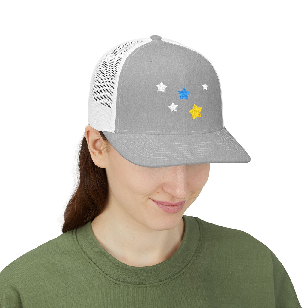 Unisex Cassiopeia Star Embroidered Cotton-Polyester Snapback Trucker Cap