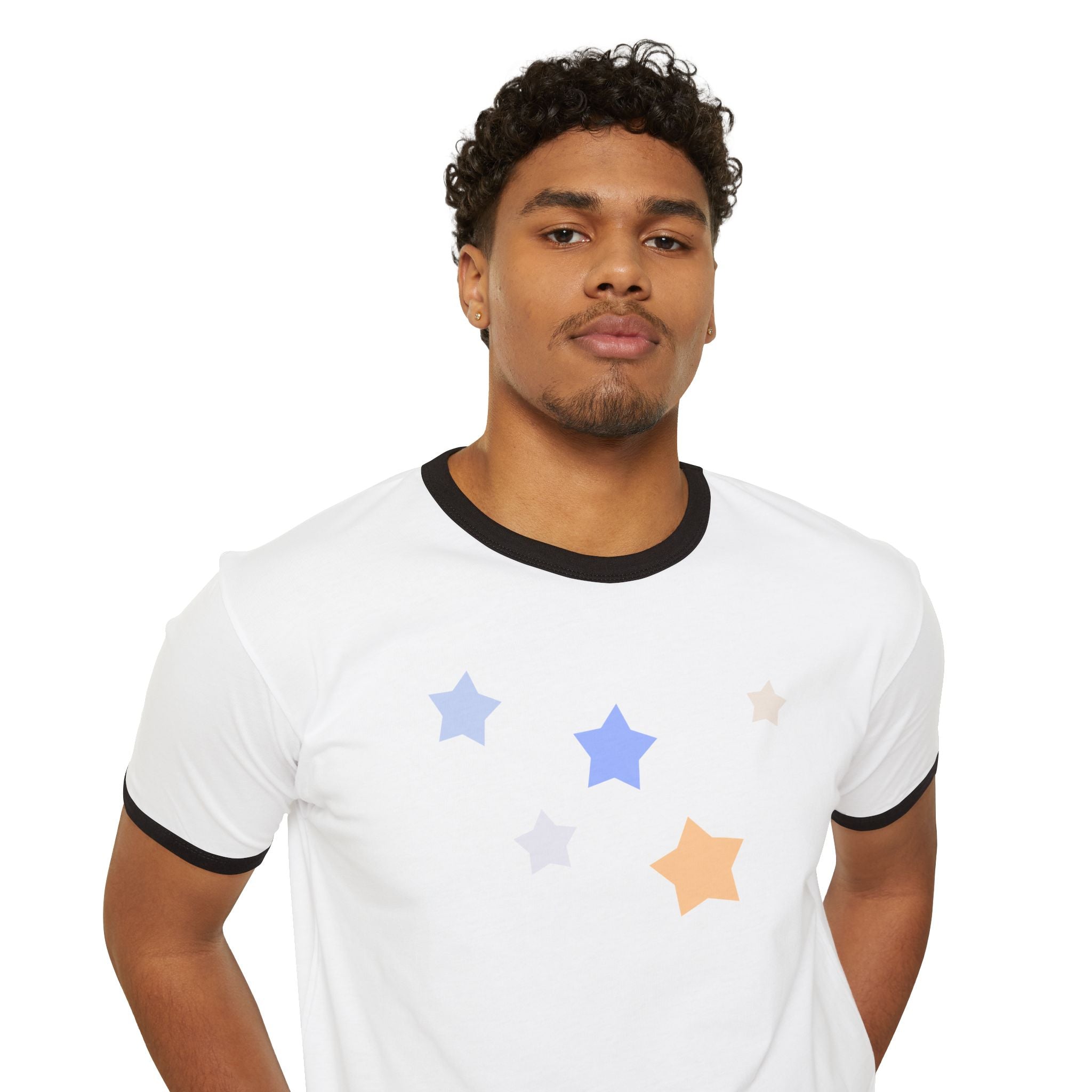 Cassiopeia Constellation Graphic Ringer T-Shirt - W-Shape Astronomy Cotton Tee