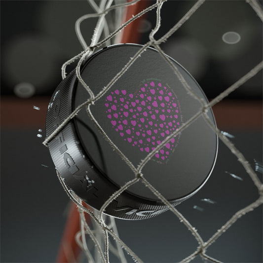 Hockey Puck with Pink Heart Design