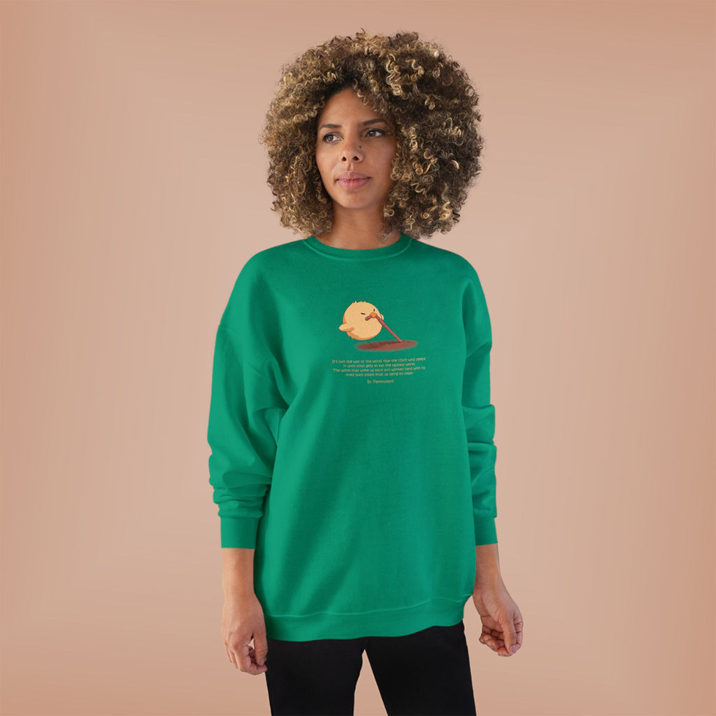 Funny Early Bird Parody Sweatshirt | "The Late Bird Gets The Feast" Sarcastic Quote | Hanes Soft Eco-Fleece Pullover (S-3XL)