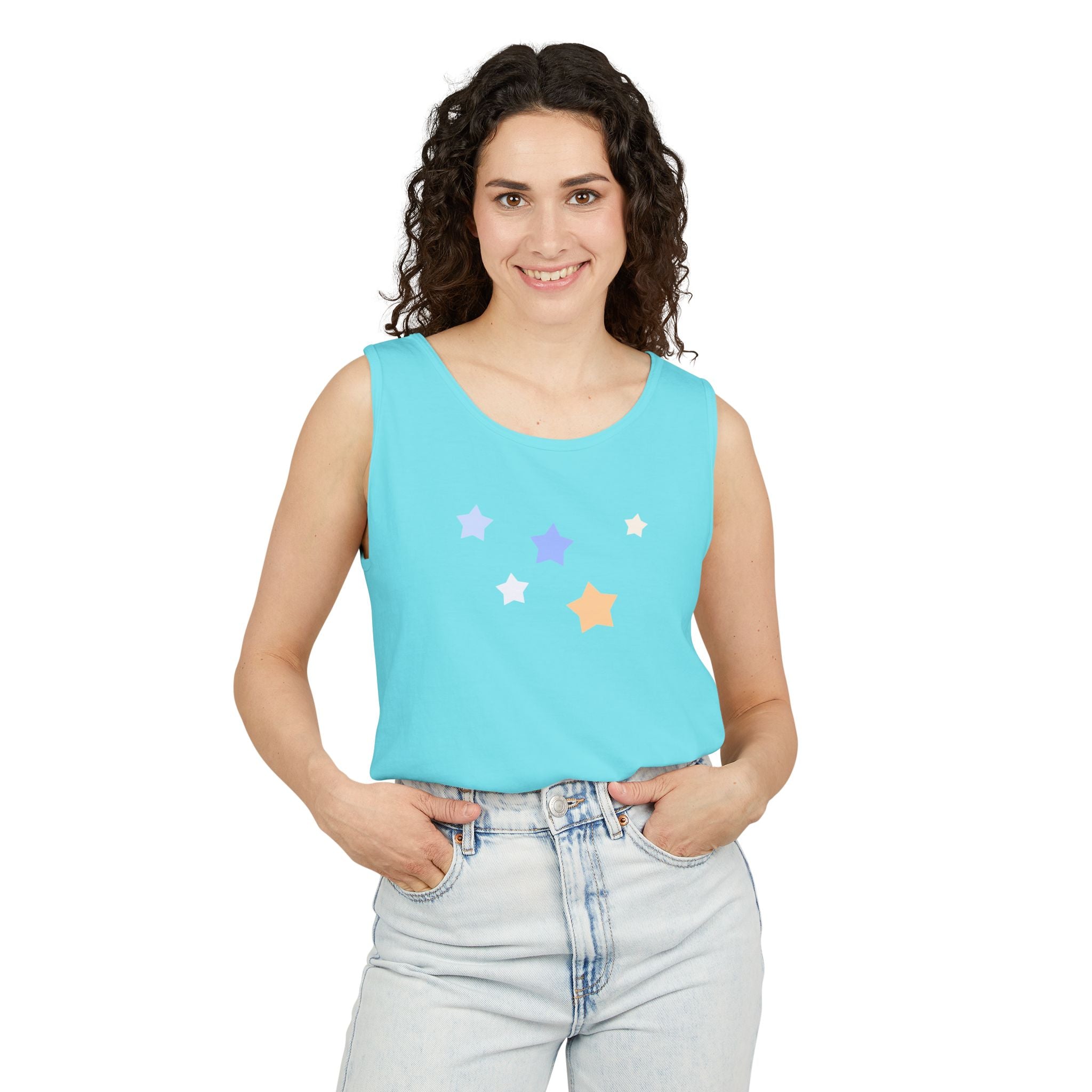 Men's & Women's Cassiopeia Constellation Graphic Garment-Dyed Tank Top - W-Shape Sleeveless Shirt
