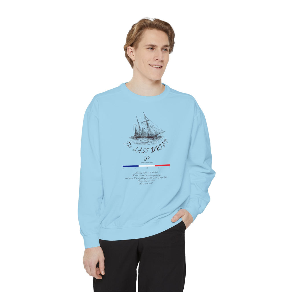 Unisex White Vintage Ship Graphic Cotton Blend Sweatshirt