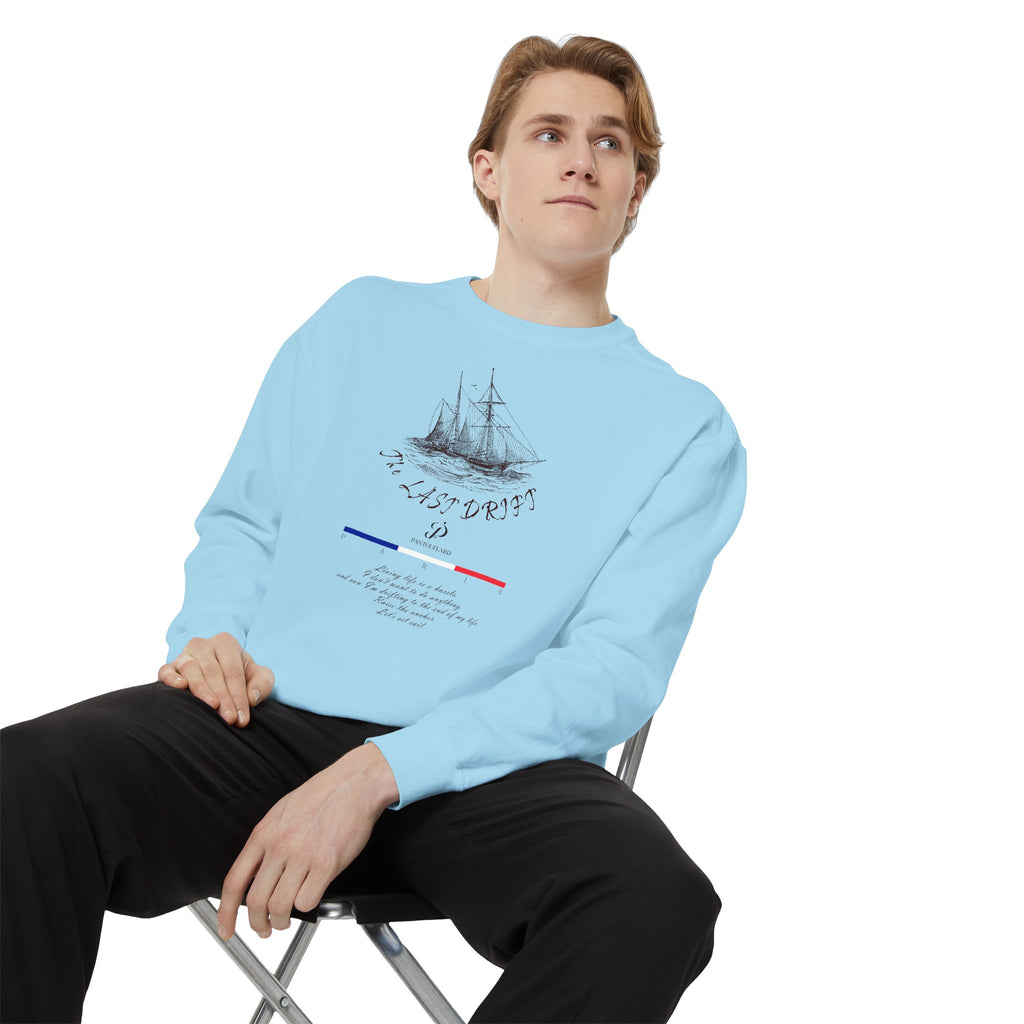 Unisex White Vintage Ship Graphic Cotton Blend Sweatshirt