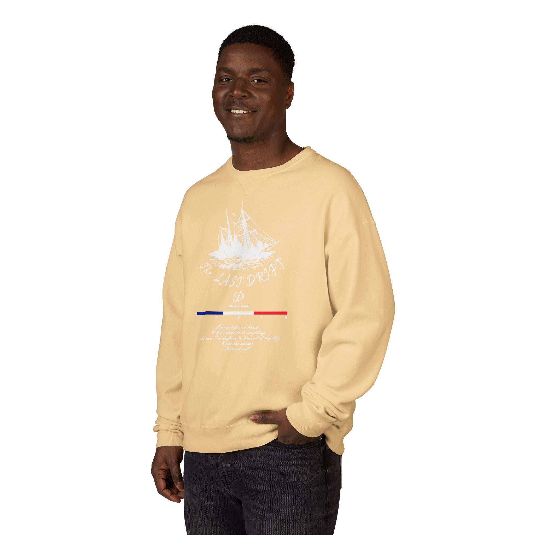 Old Money Nautical Heritage Crewneck - The Last Drift II (Paris Aesthetic Garment-Dyed Sweatshirt)