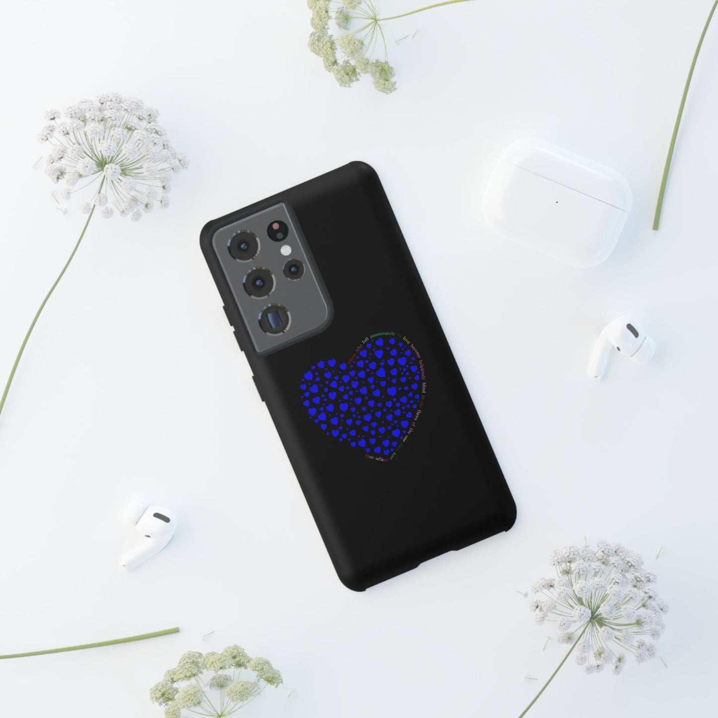 Fundas de corazón azul para teléfonos iPhone, Galaxy, Google Pixel (54 tipos)