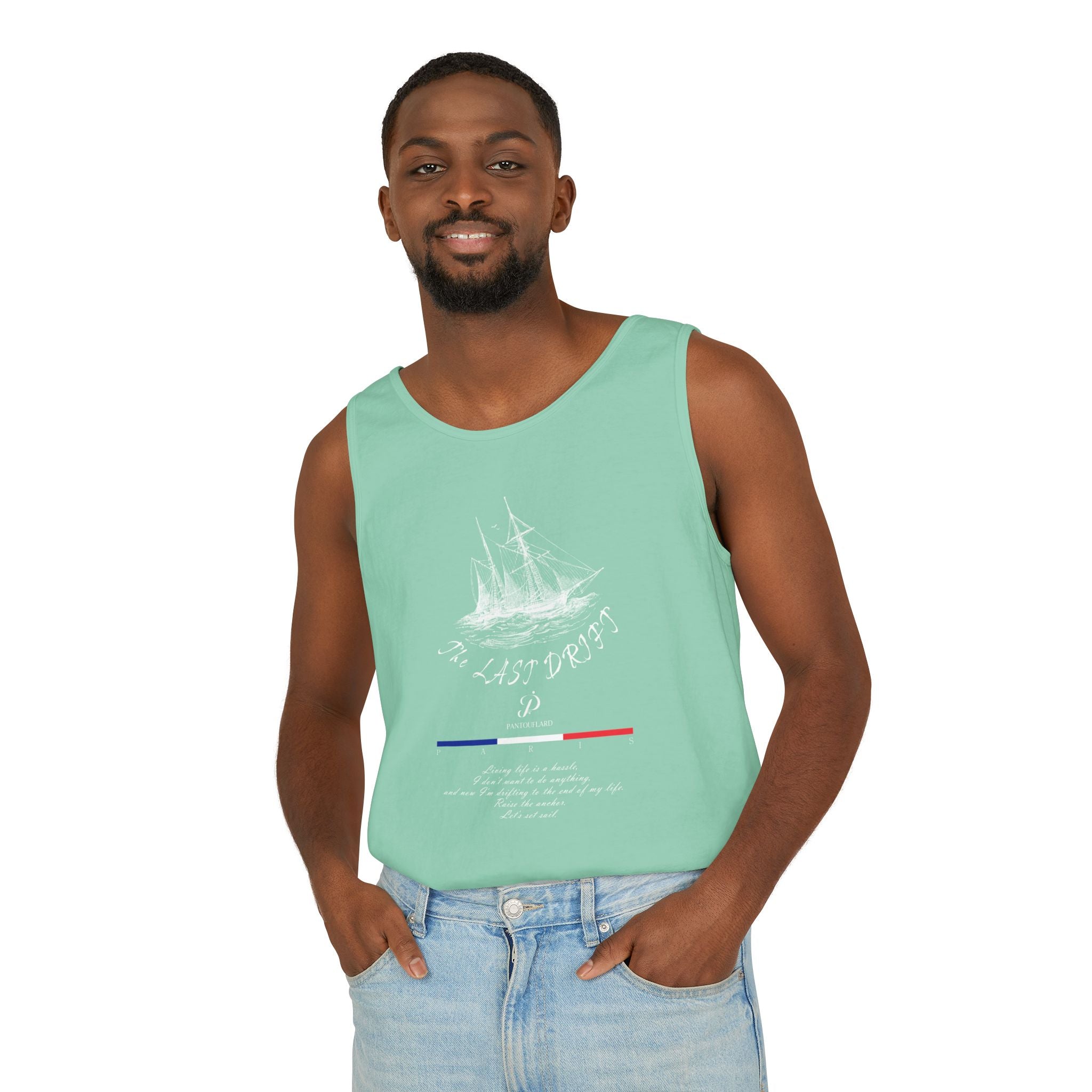 Unisex Black Last Drift Cotton Garment-Dyed Tank Top