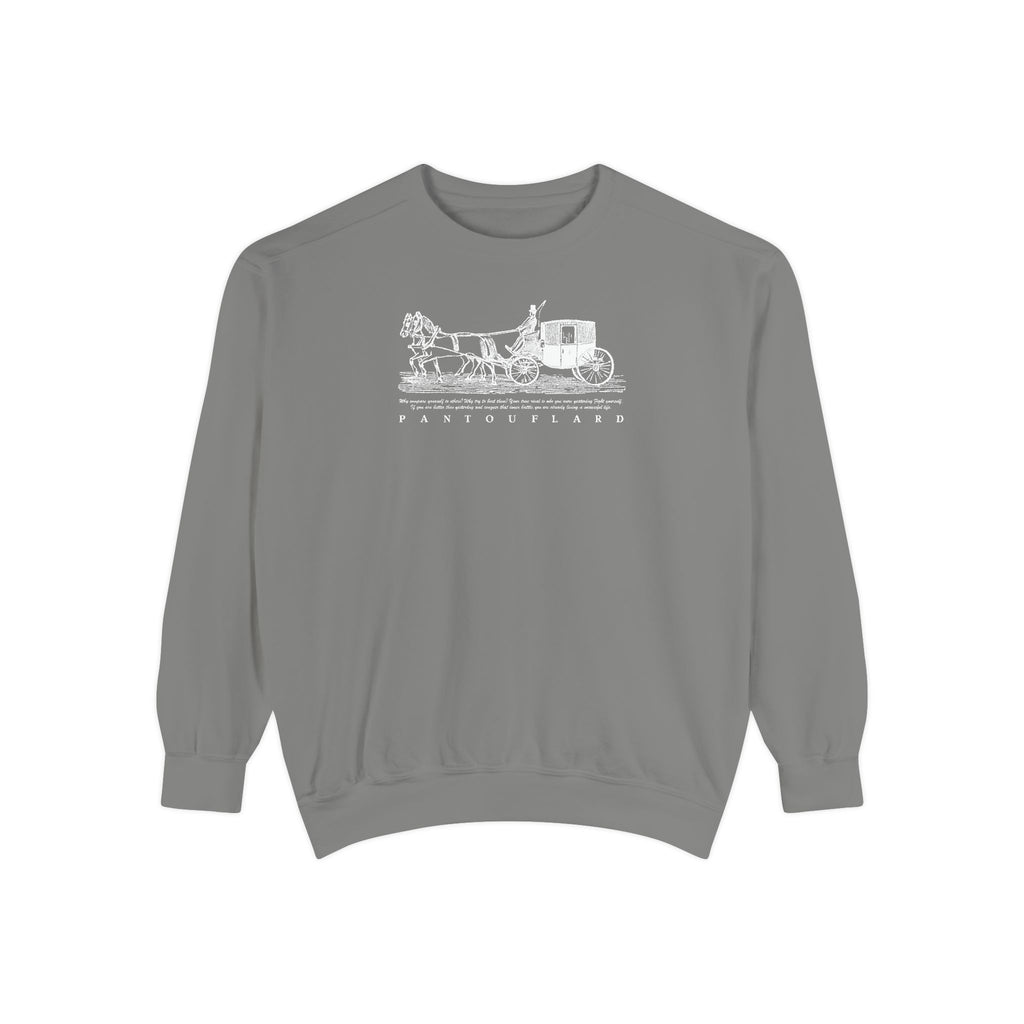 Unisex Navy Vintage Carriage Graphic Cotton Blend Sweatshirt