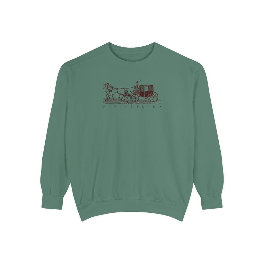 Unisex White Pantouflard Carriage Cotton Blend Sweatshirt