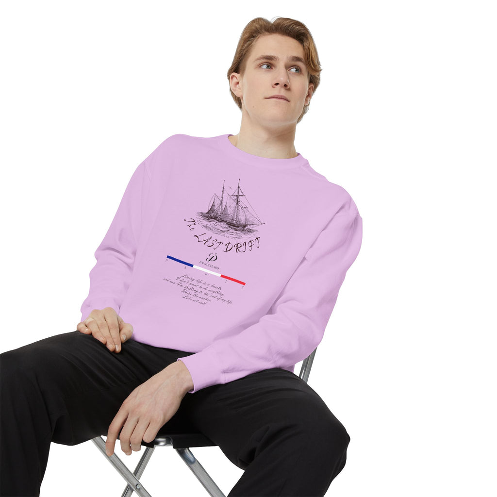 Unisex White Vintage Ship Graphic Cotton Blend Sweatshirt