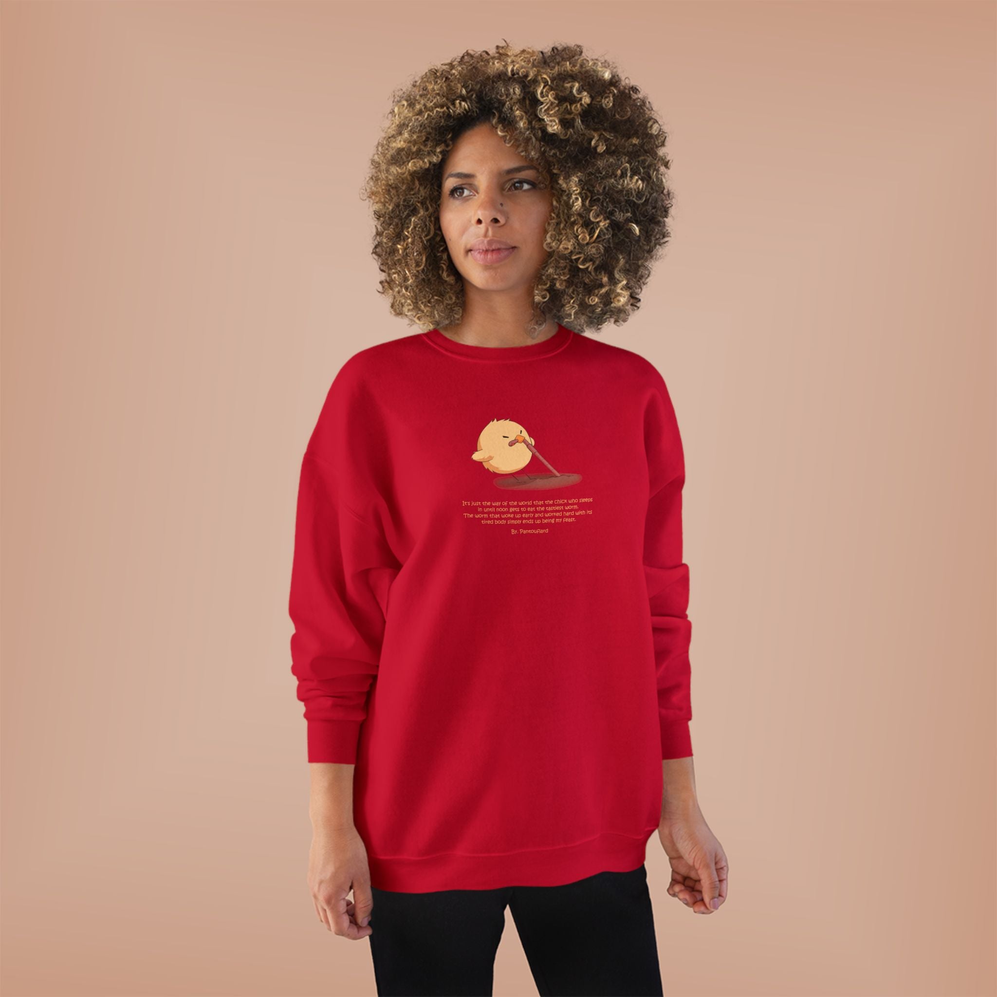 Funny Early Bird Parody Sweatshirt | "The Late Bird Gets The Feast" Sarcastic Quote | Hanes Soft Eco-Fleece Pullover (S-3XL)