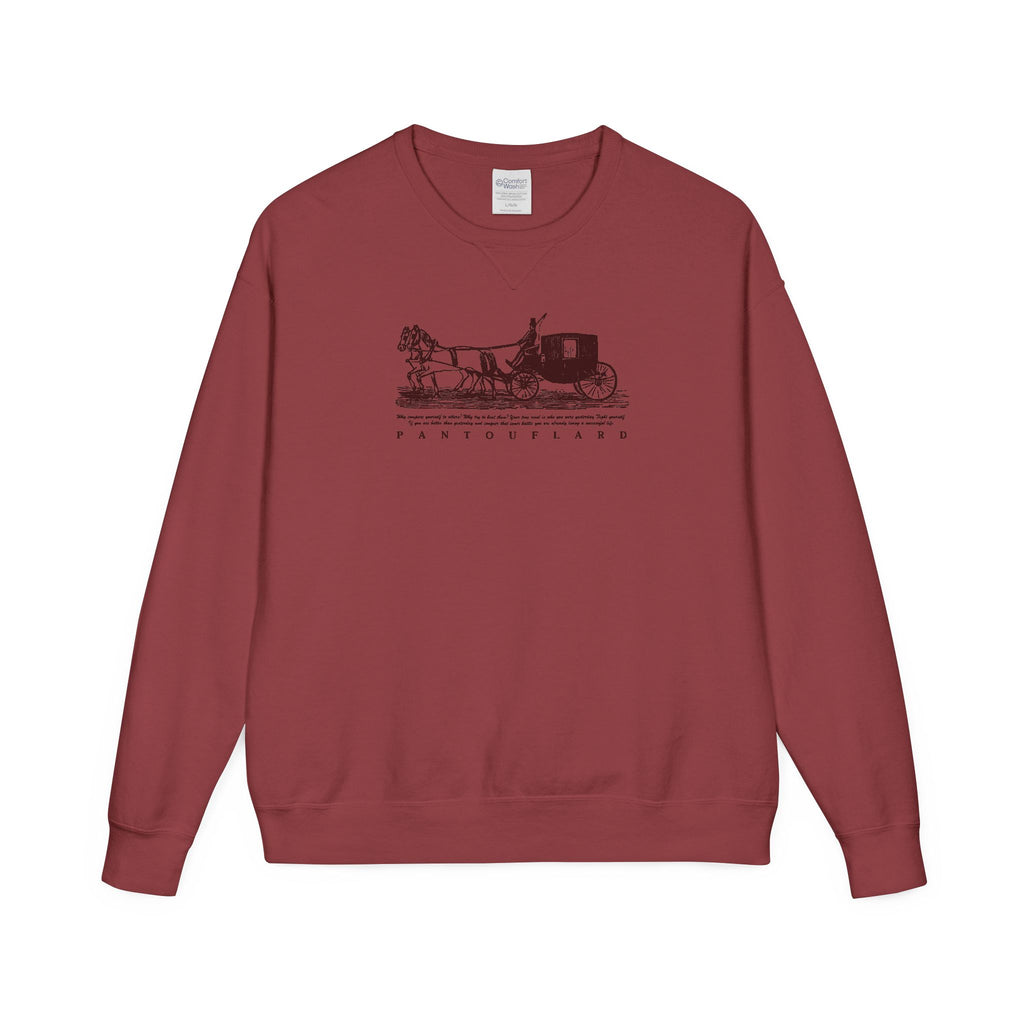 Old Money Equestrian Heritage Crewneck - The Nostalgic Journey I (Dark Academia Garment-Dyed Sweatshirt)