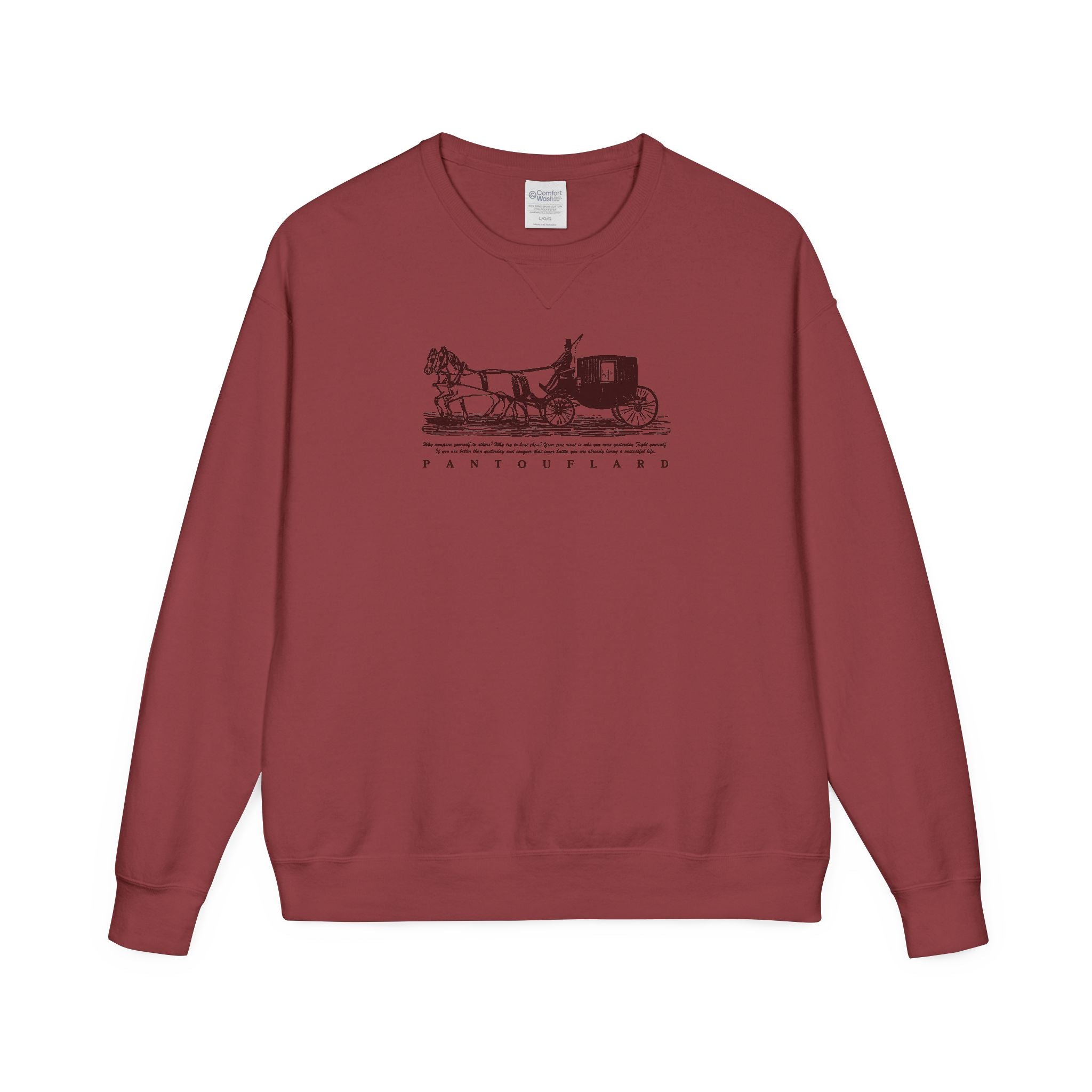 Old Money Equestrian Heritage Crewneck - The Nostalgic Journey I (Dark Academia Garment-Dyed Sweatshirt)