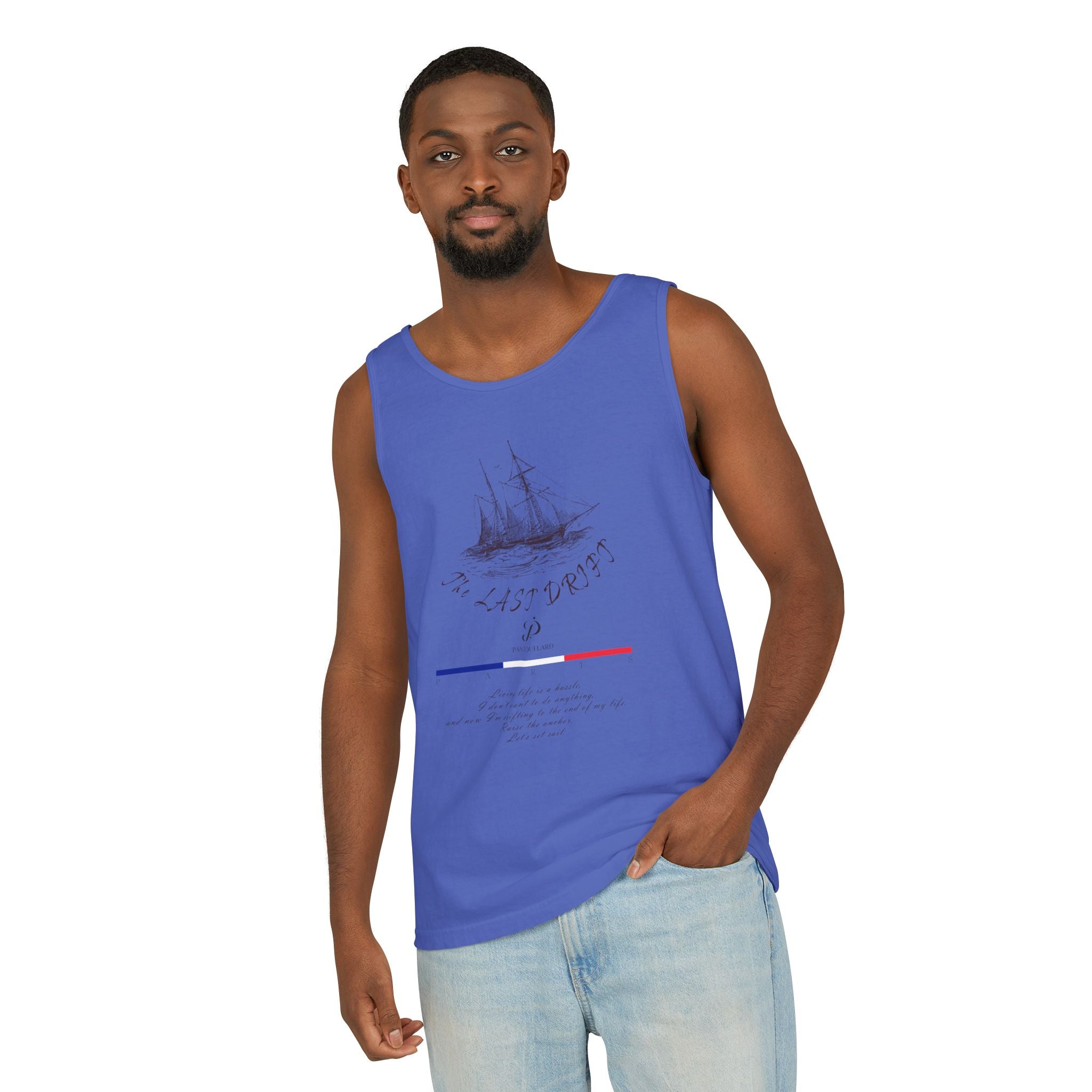 Unisex White Last Drift Cotton Garment-Dyed Tank Top