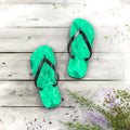 Men's/Women's Vibrant Green Pool Water Flip Flops - Vaporwave Thong Sandals