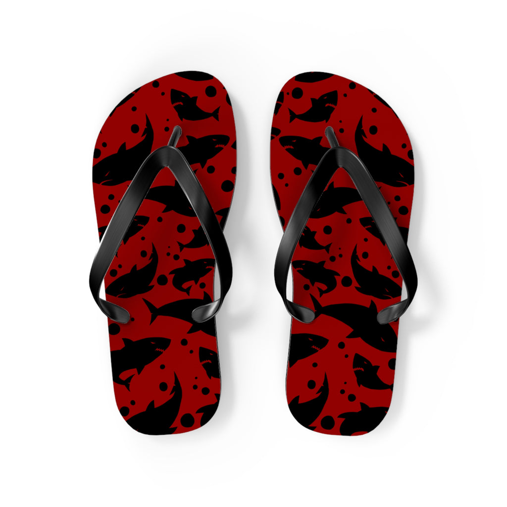 Unisex Red Black Shark Silhouette Pattern EVA Polyester Flip Flops